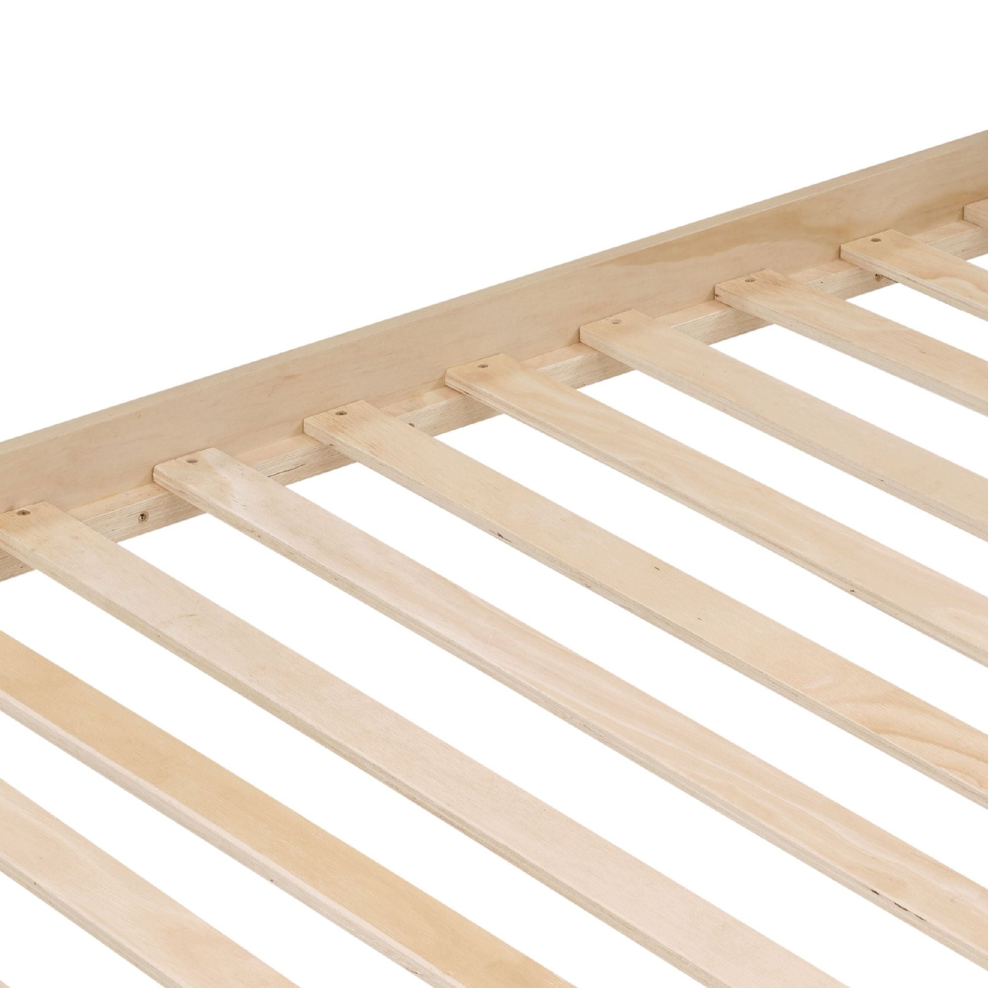 Twin Over Twin Wood Bunk Bed with Safety Rails - Natural - Just Better Bunk Beds