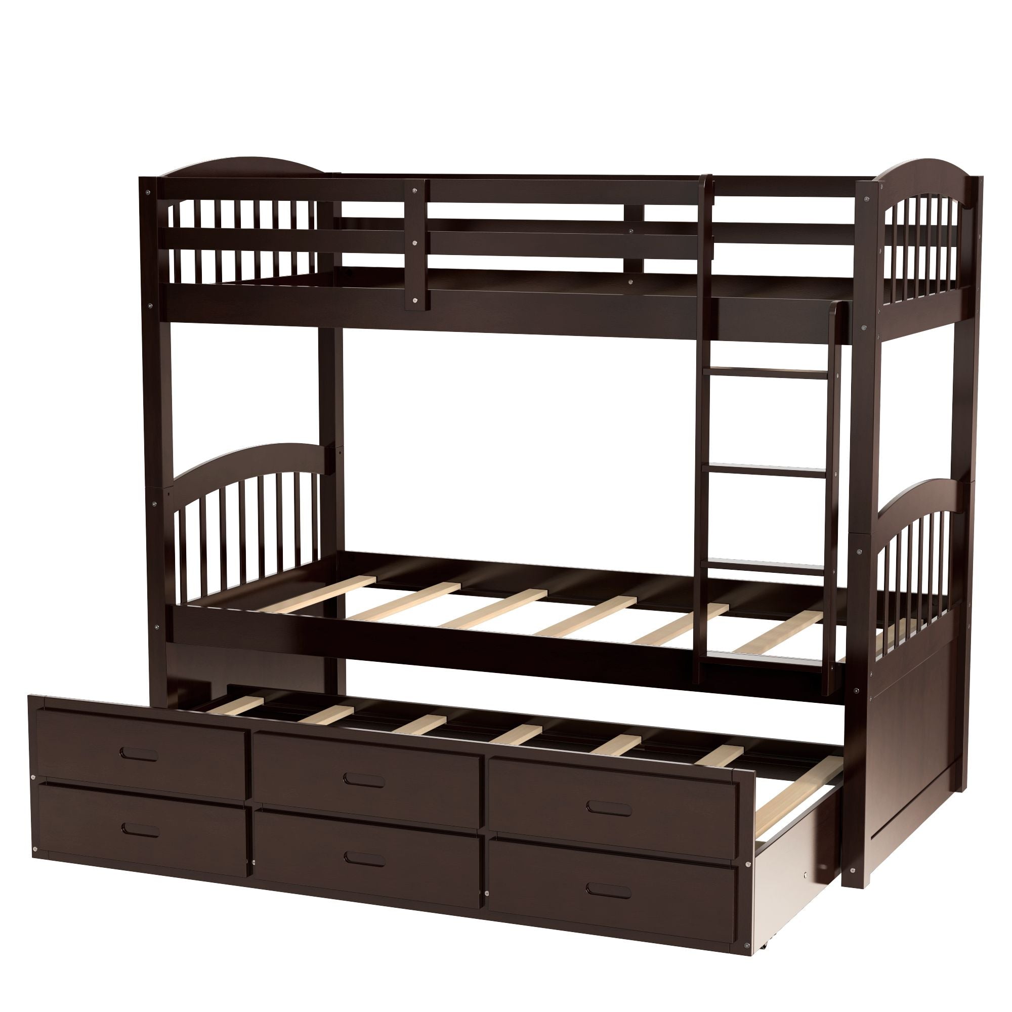Twin Over Twin Wood Bunk Bed with Drawers & Trundle - White - Just Better Bunk Beds