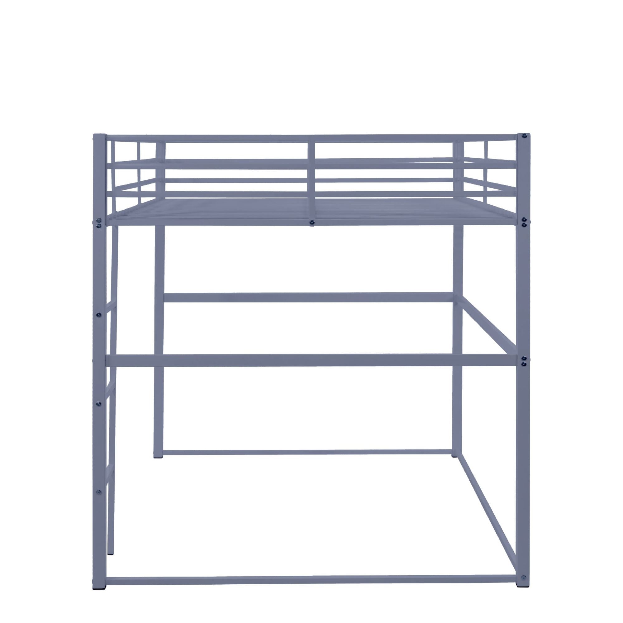 Heavy-Duty Full Metal Loft Bed with Guard Rails and Ladder, Gray | Just Better Bunk Beds