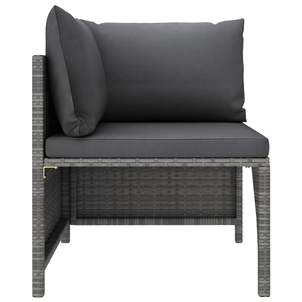 7 Piece Patio Lounge Set with Cushions Poly Rattan Gray-3