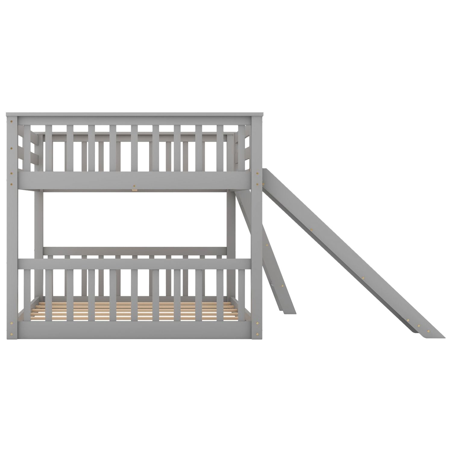 Full Over Full Bunk Bed with Slide & Ladder - Gray - Just Better Bunk Beds