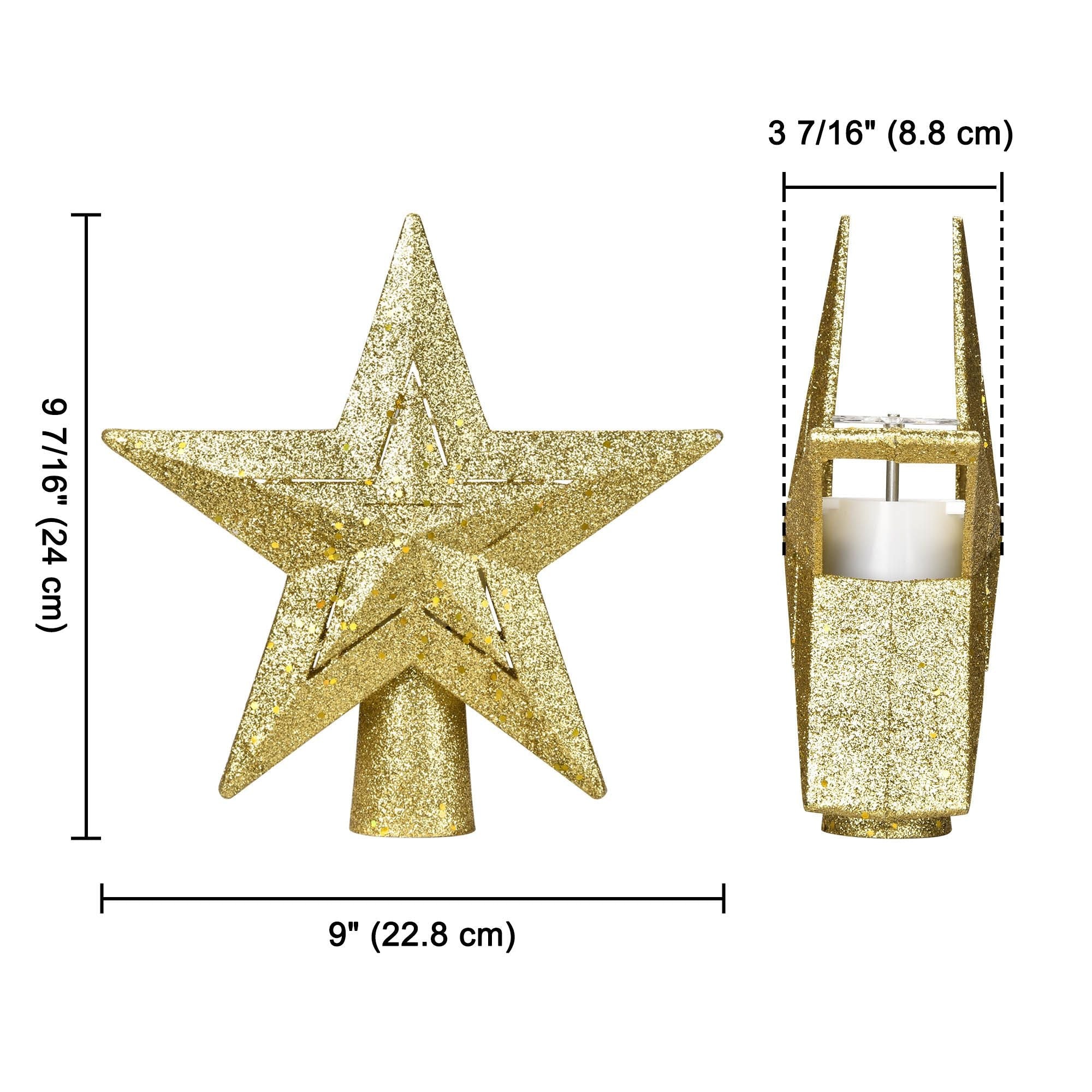 2 Pack Gold Christmas Tree Topper Star, Christmas Decorations for Holiday, Xmas Tree Toppers-3