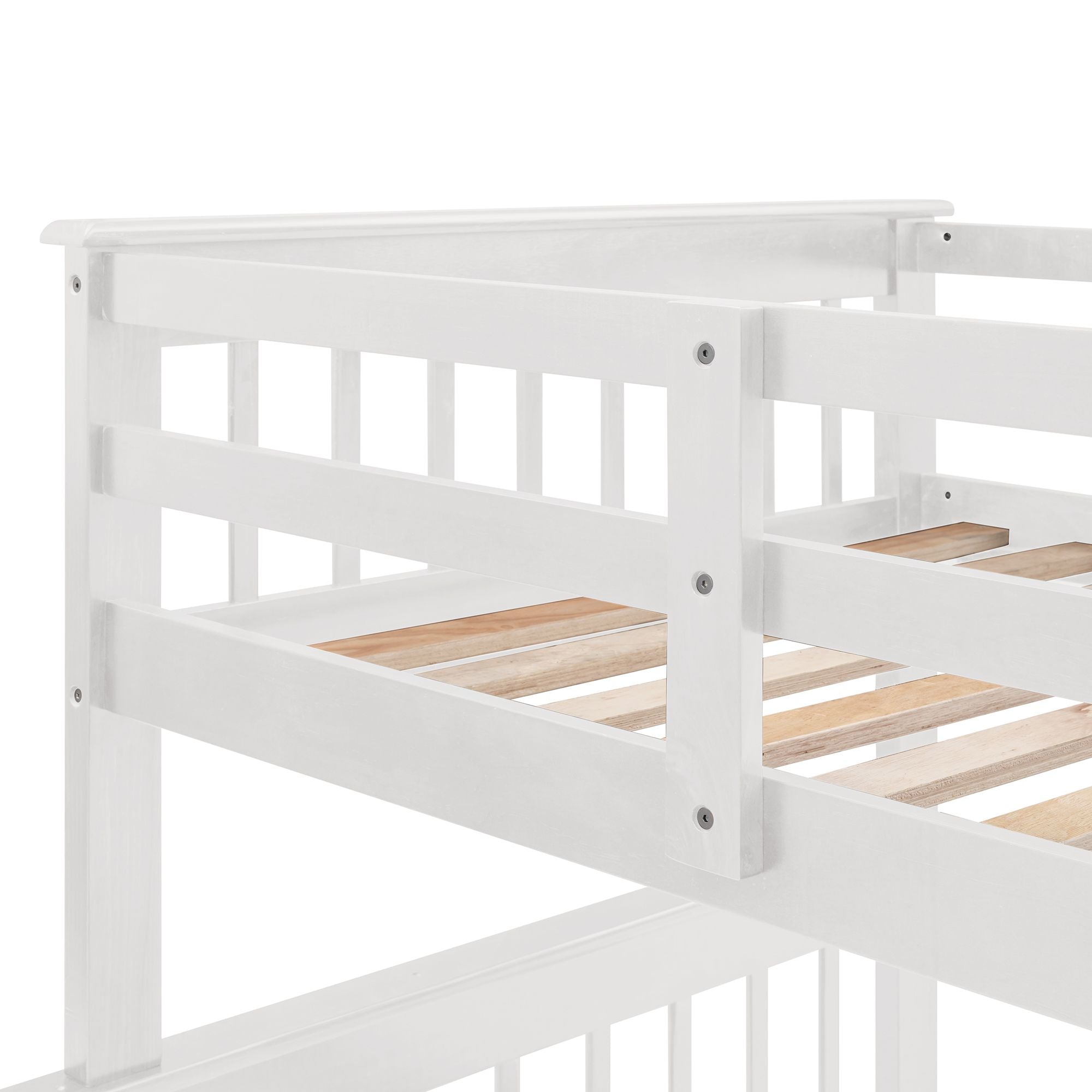 Stairway Twin-Over-Full Bunk Bed with Drawer,  Storage and Guard Rail for Bedroom,  Dorm,  for Adults,  White