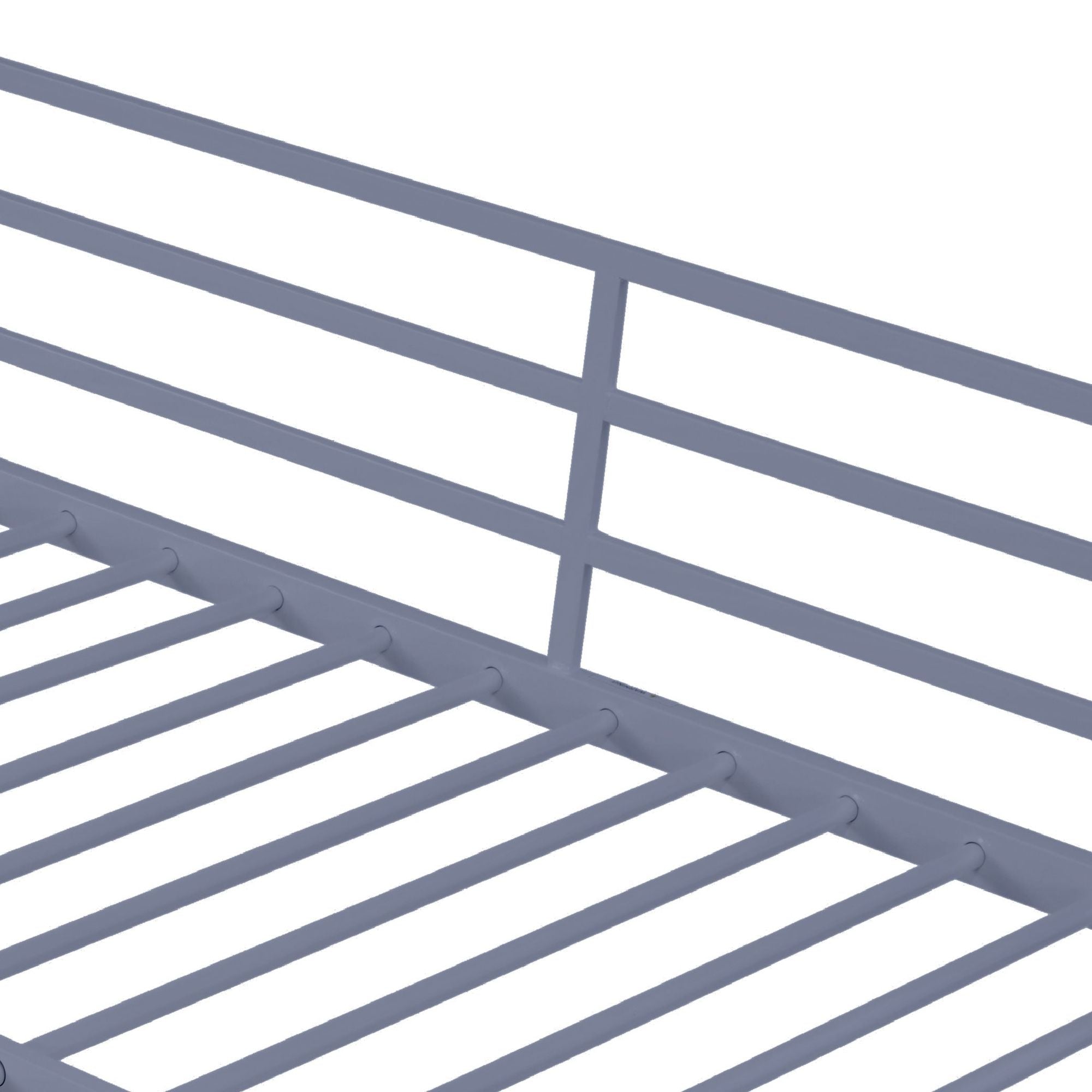 Heavy-Duty Full Metal Loft Bed with Guard Rails and Ladder, Gray | Just Better Bunk Beds