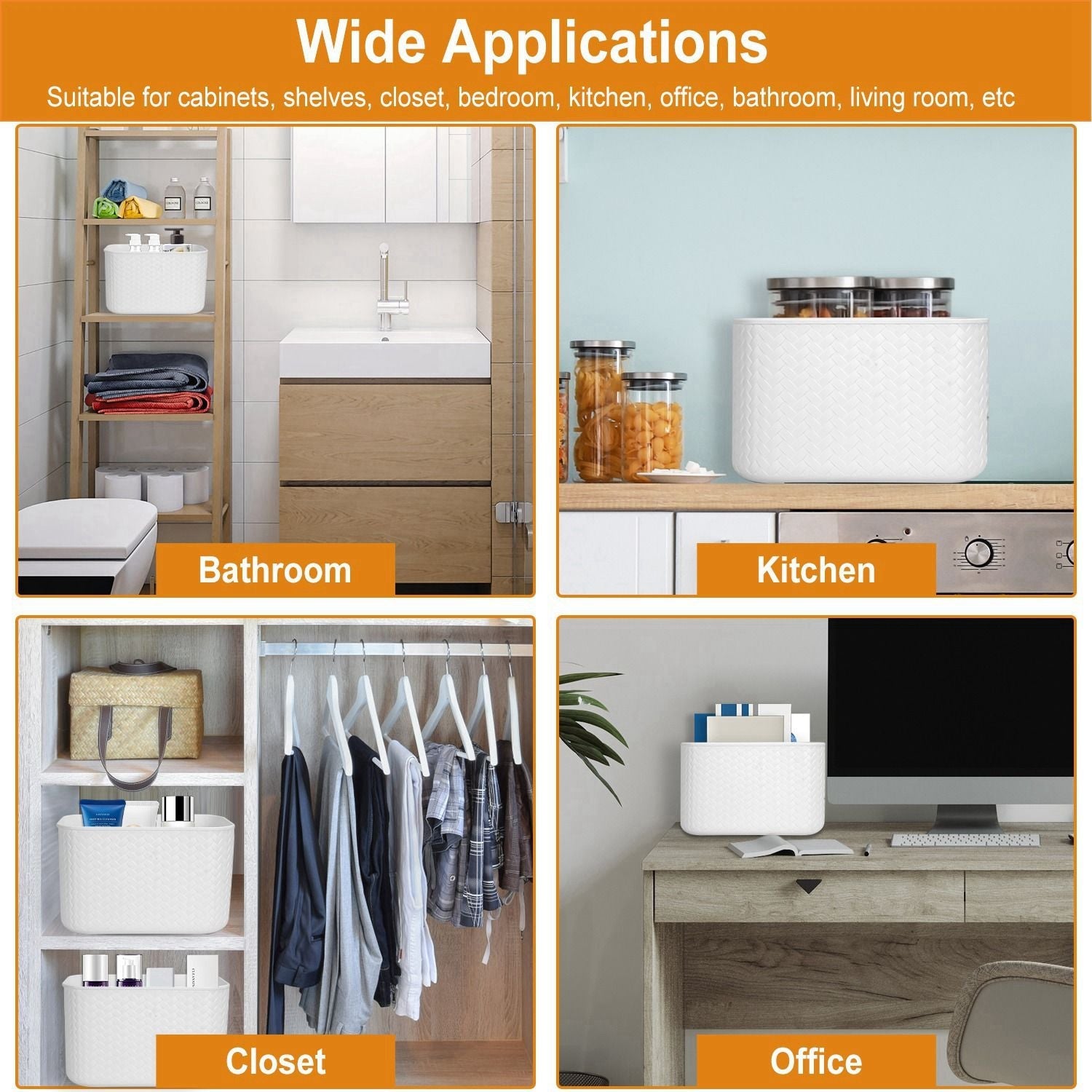 2Pcs Storage Bins with Bamboo Lids Stackable Plastic Storage Container with Handle-4