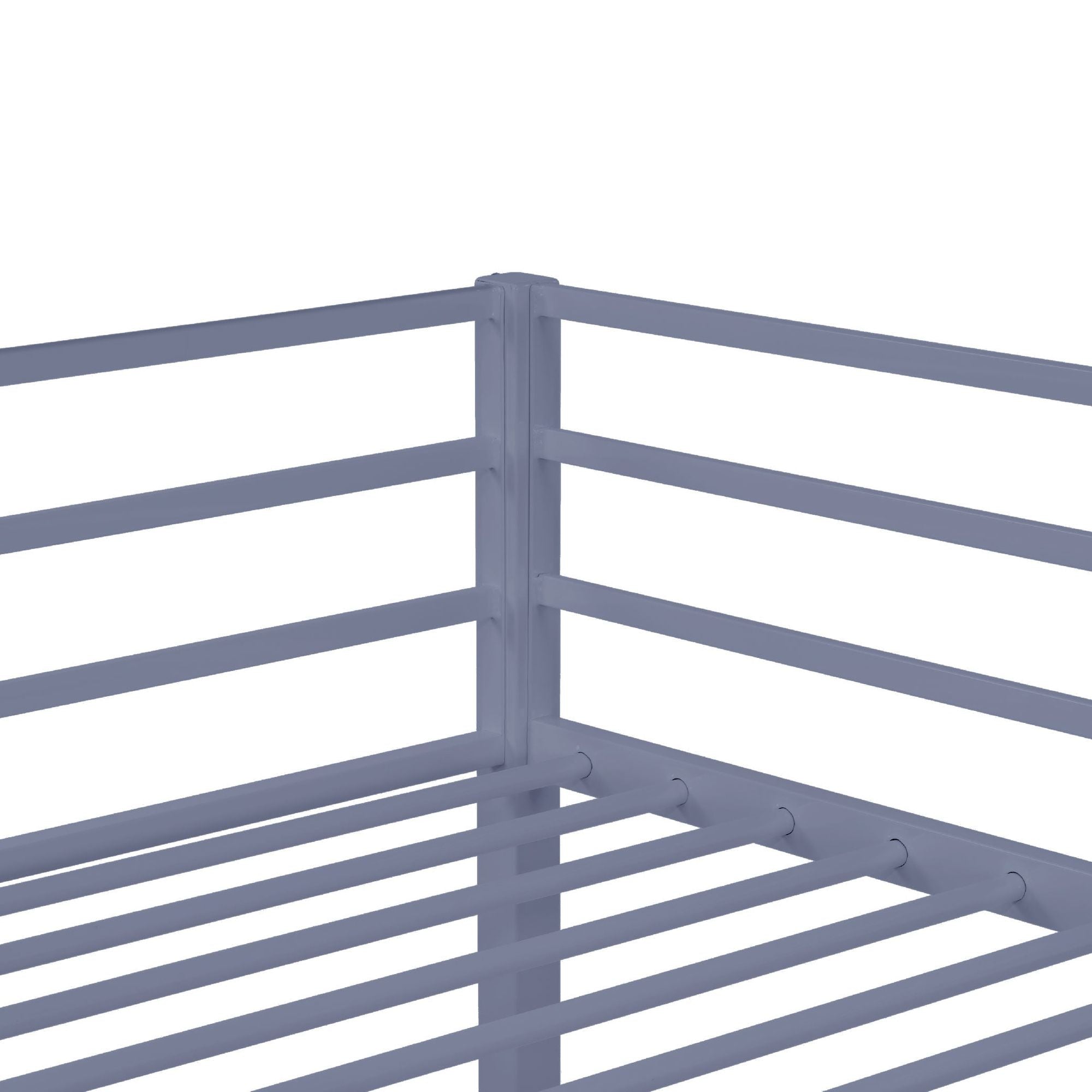 Heavy-Duty Full Metal Loft Bed with Guard Rails and Ladder, Gray | Just Better Bunk Beds