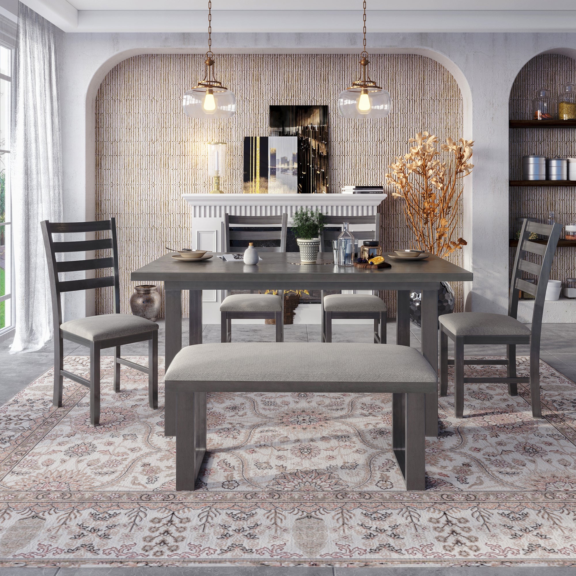 6-Pieces Solid Wood Dining Room Set-1