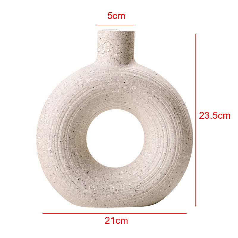 2Pcs Nordic Ceramic Vase Snuggle Set in White Matte-5