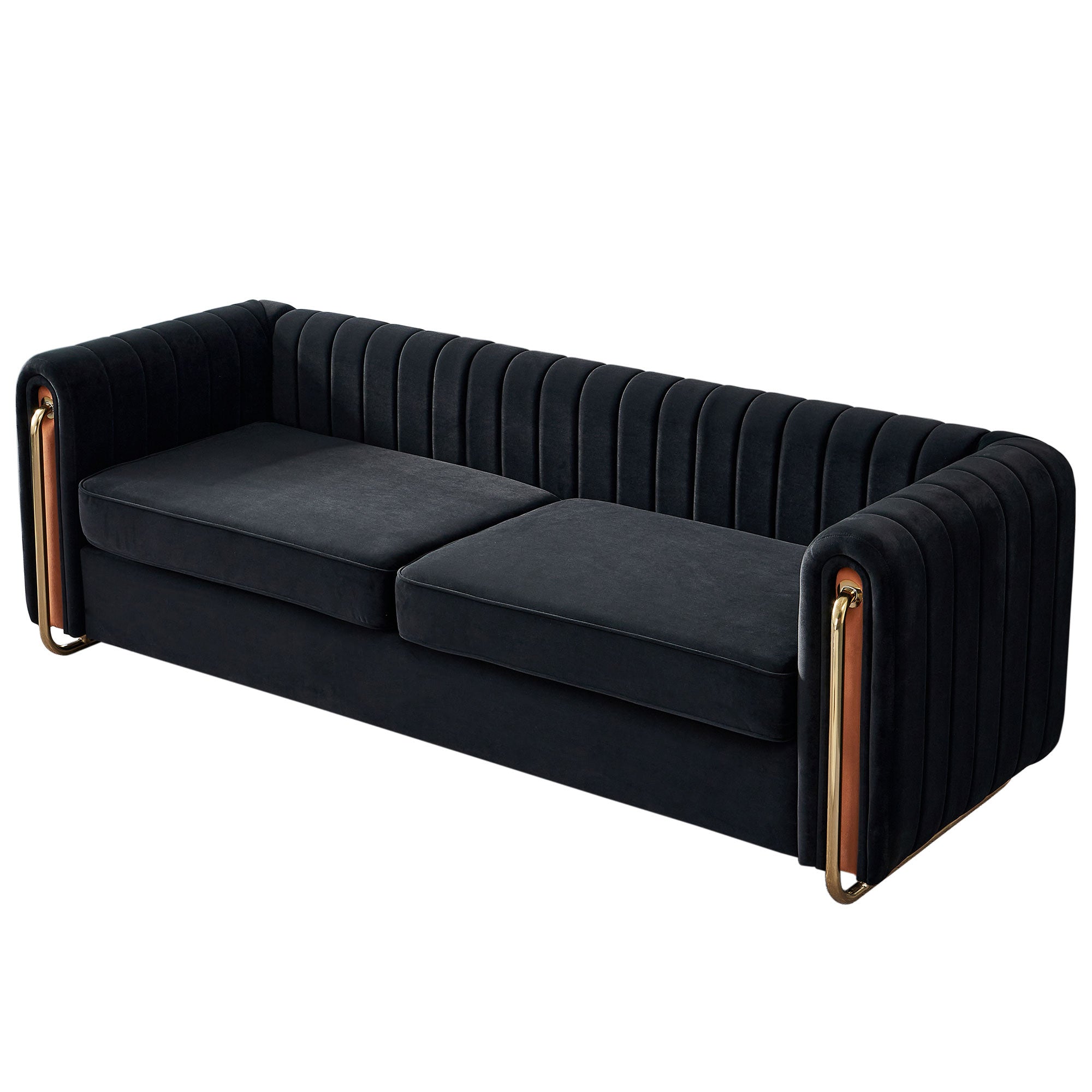 Modern Velvet Sofa in Black-4