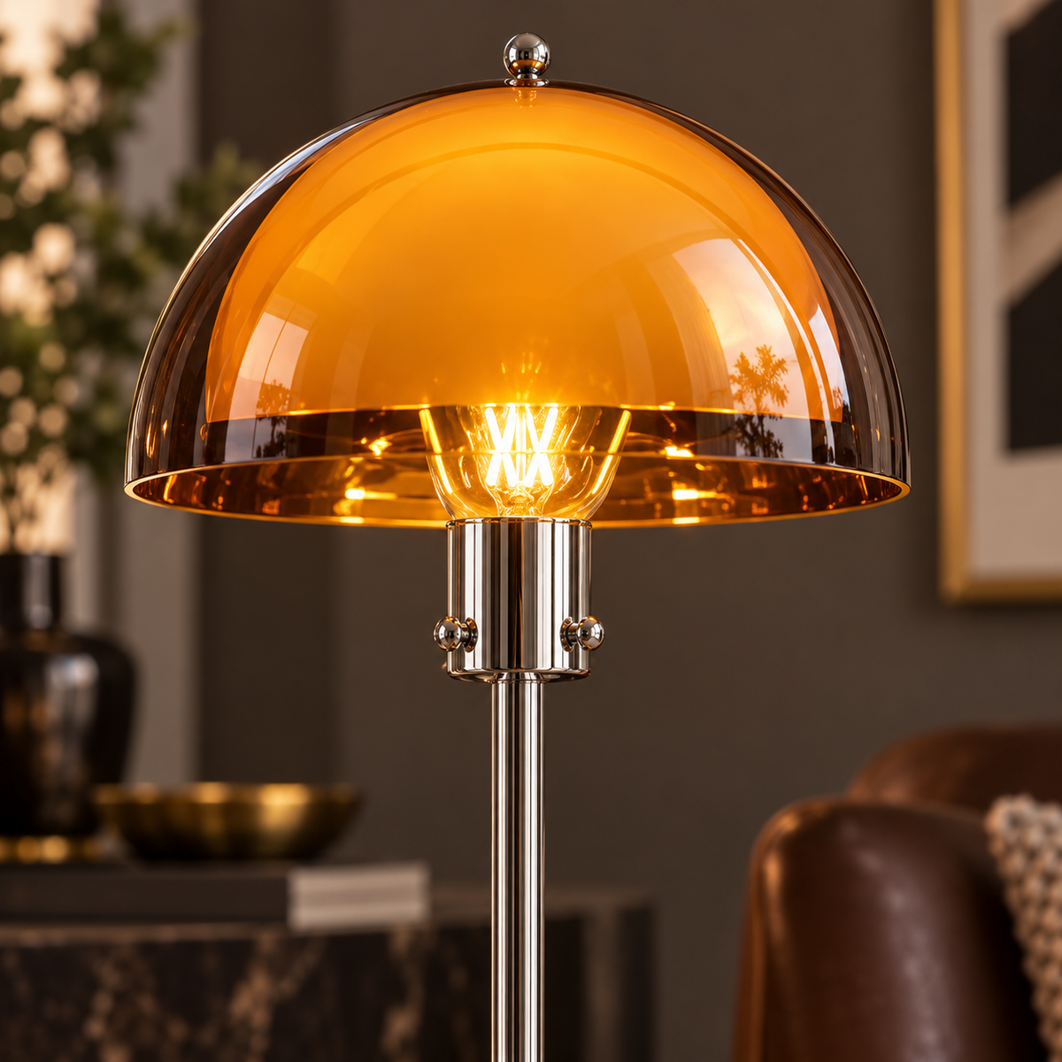 Modern Amber Acrylic Floor Lamp with 3 Color Temperatures