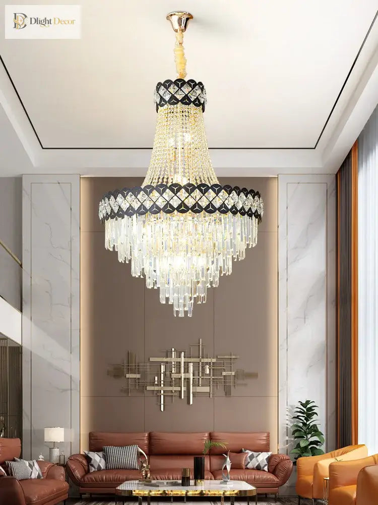 Duplex Modern Crystal Chandelier | Living Room Lighting