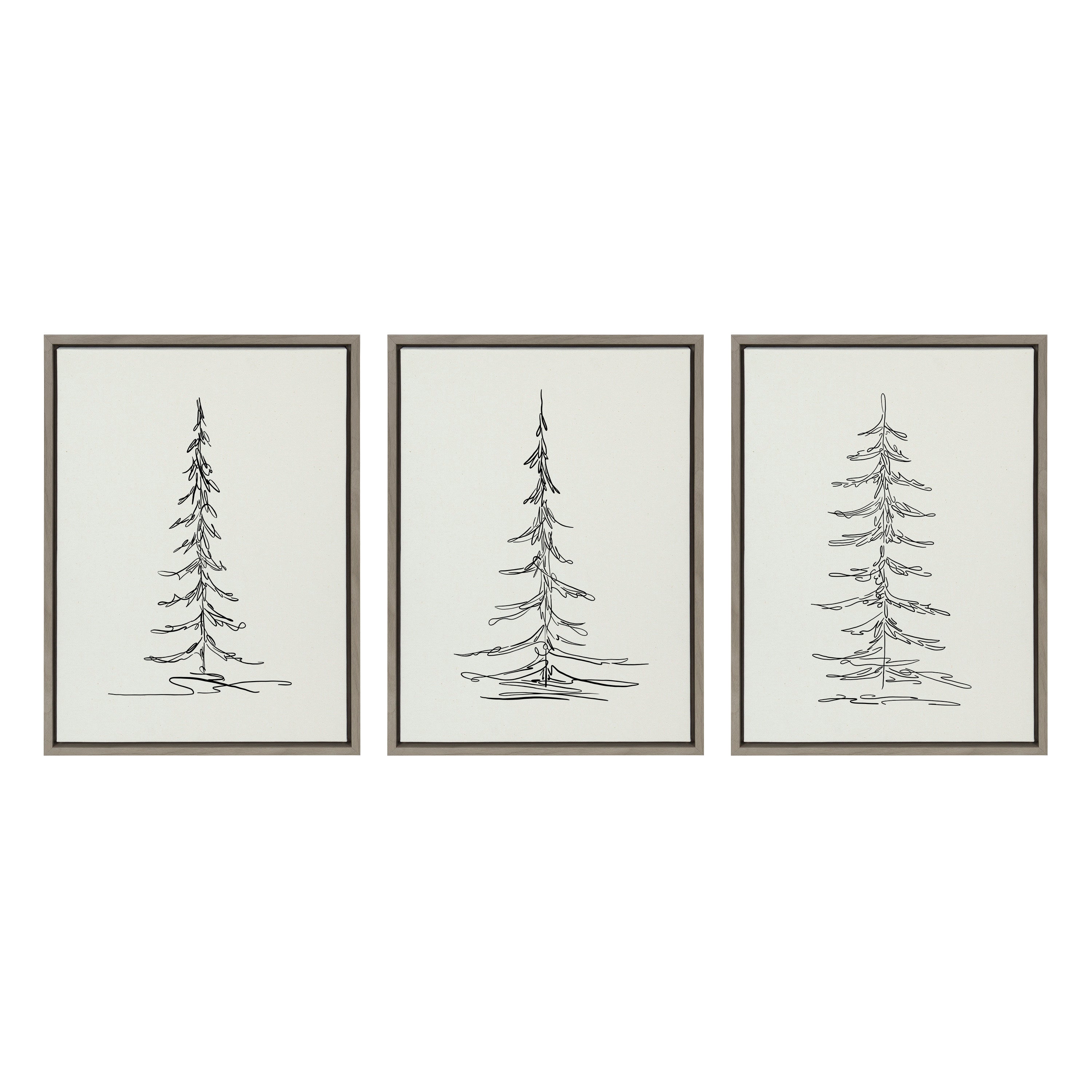 Sylvie Minimalist Evergreen Trees Framed Canvas Set by The Creative Bunch Studio