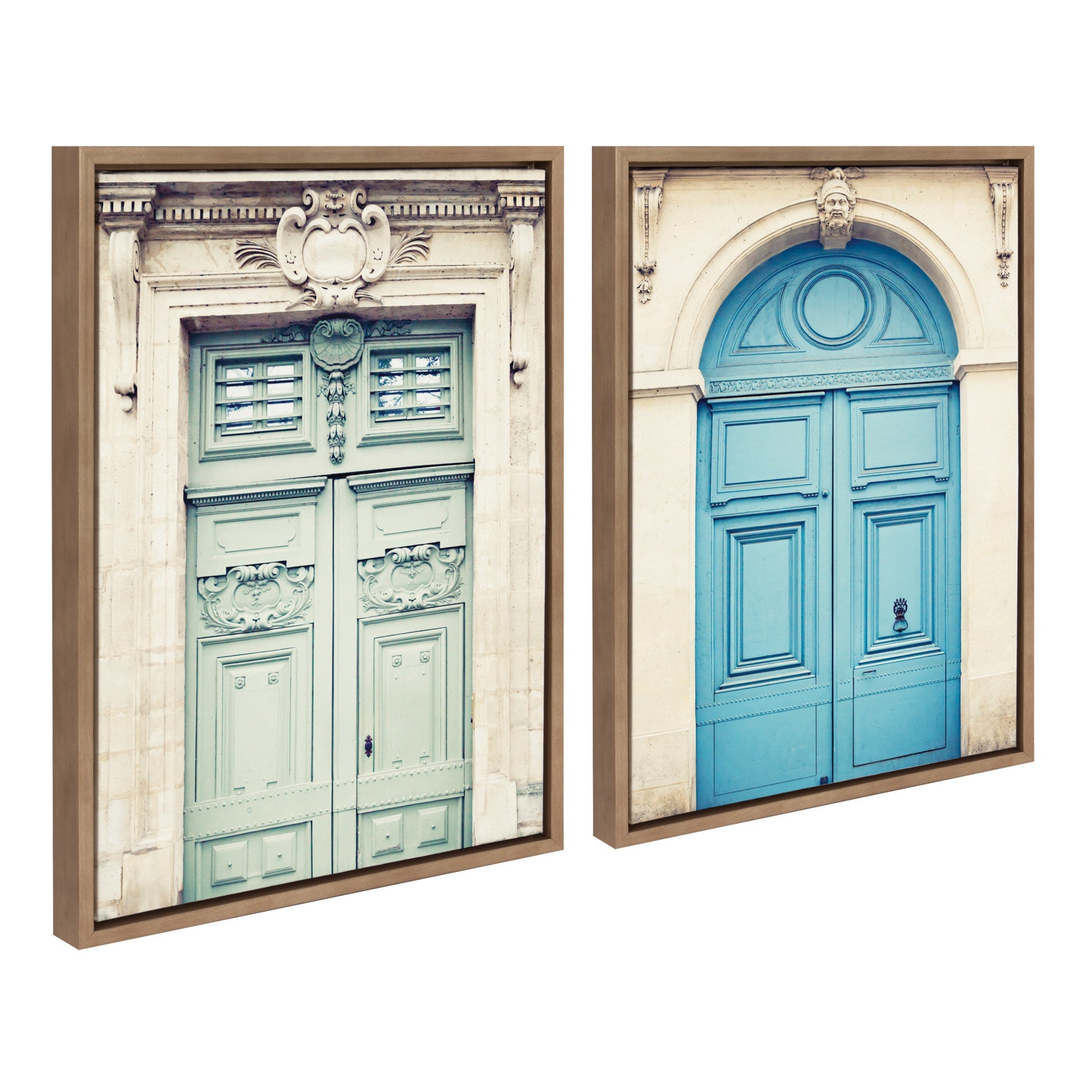 Sylvie Classic Parisian Door and Blue Paris Door Framed Canvas Art Set by Caroline Mint