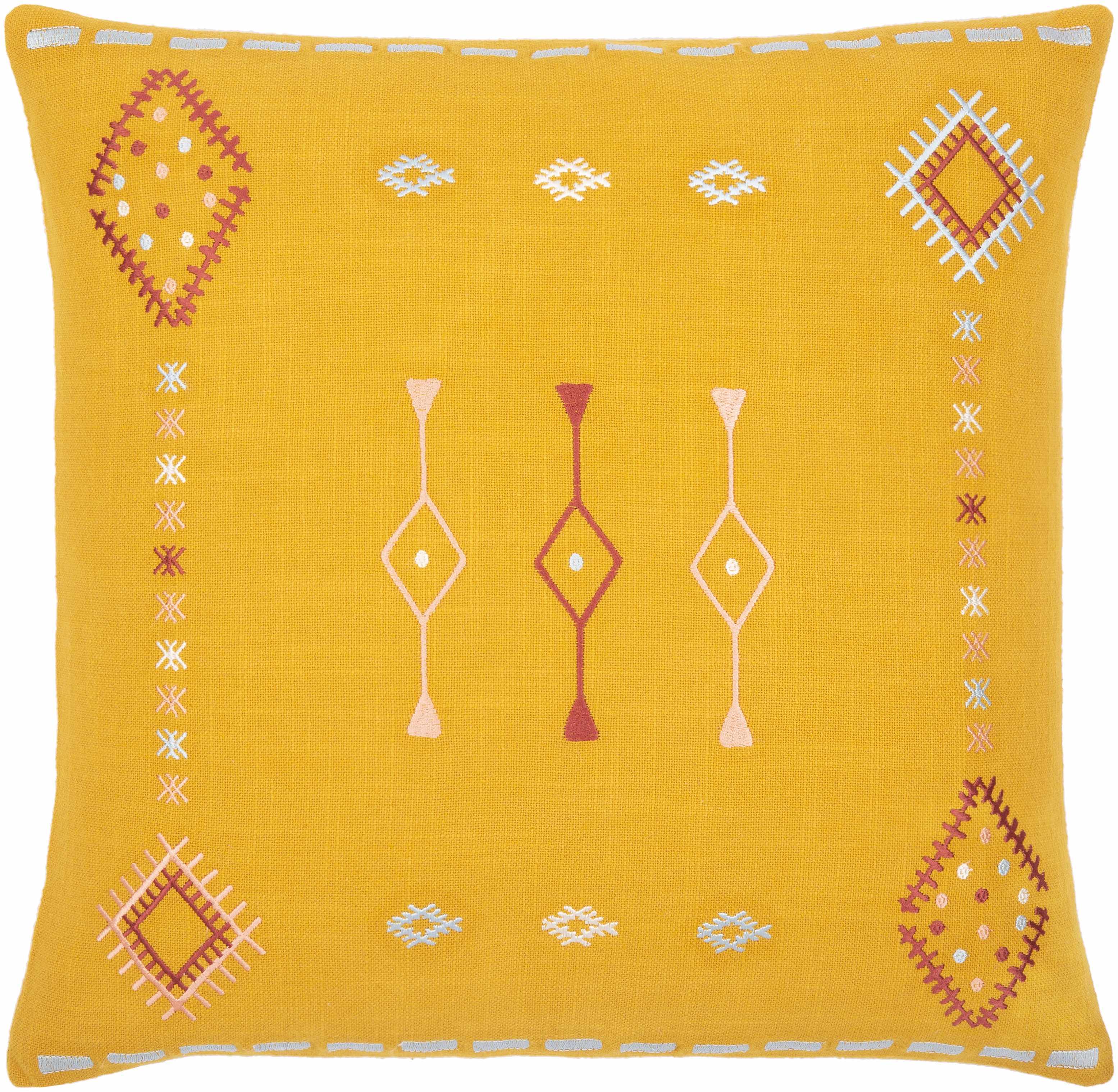 Devi Mustard Geometric Pattern Accent Pillow - Clearance-0