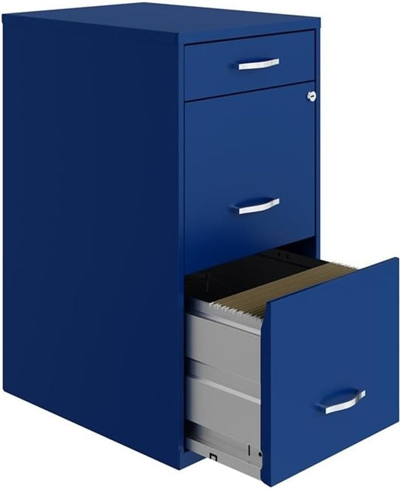 Blue 18In Deep 3 Drawer Metal File Cabinet Fully Assembled