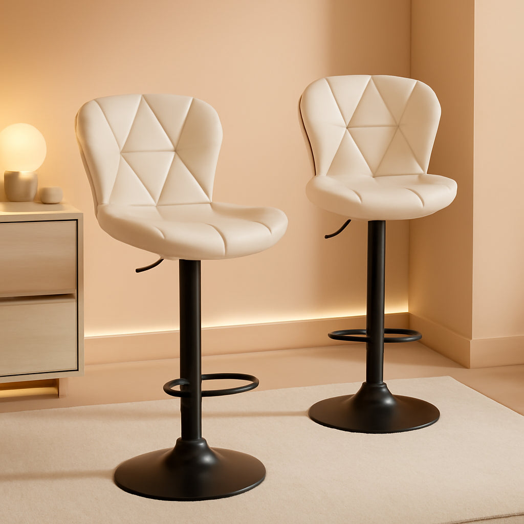 Adjustable Swivel Bar Stools Set of 2 in Khaki Finish