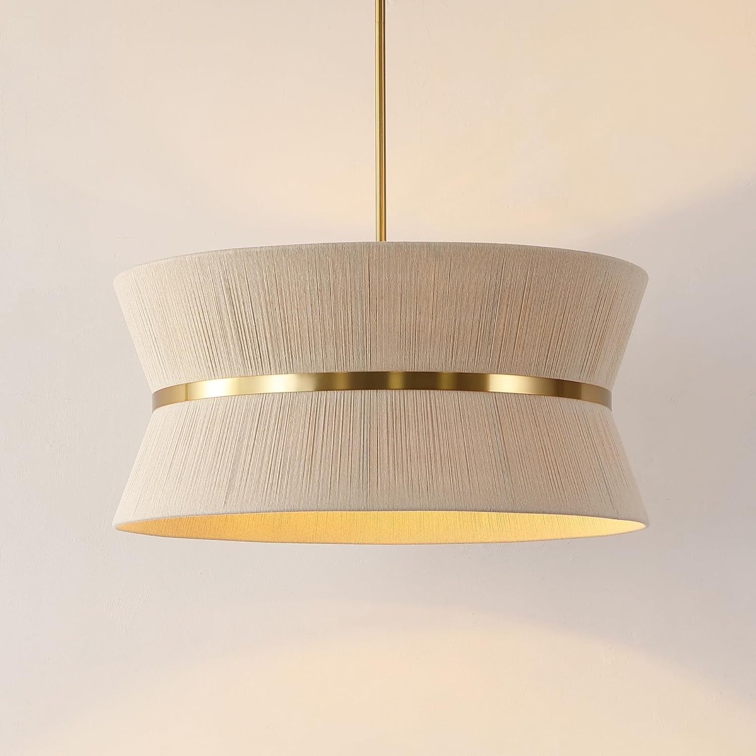 4 Light Adjustable Bleached Rattan Brass Chandelier-1