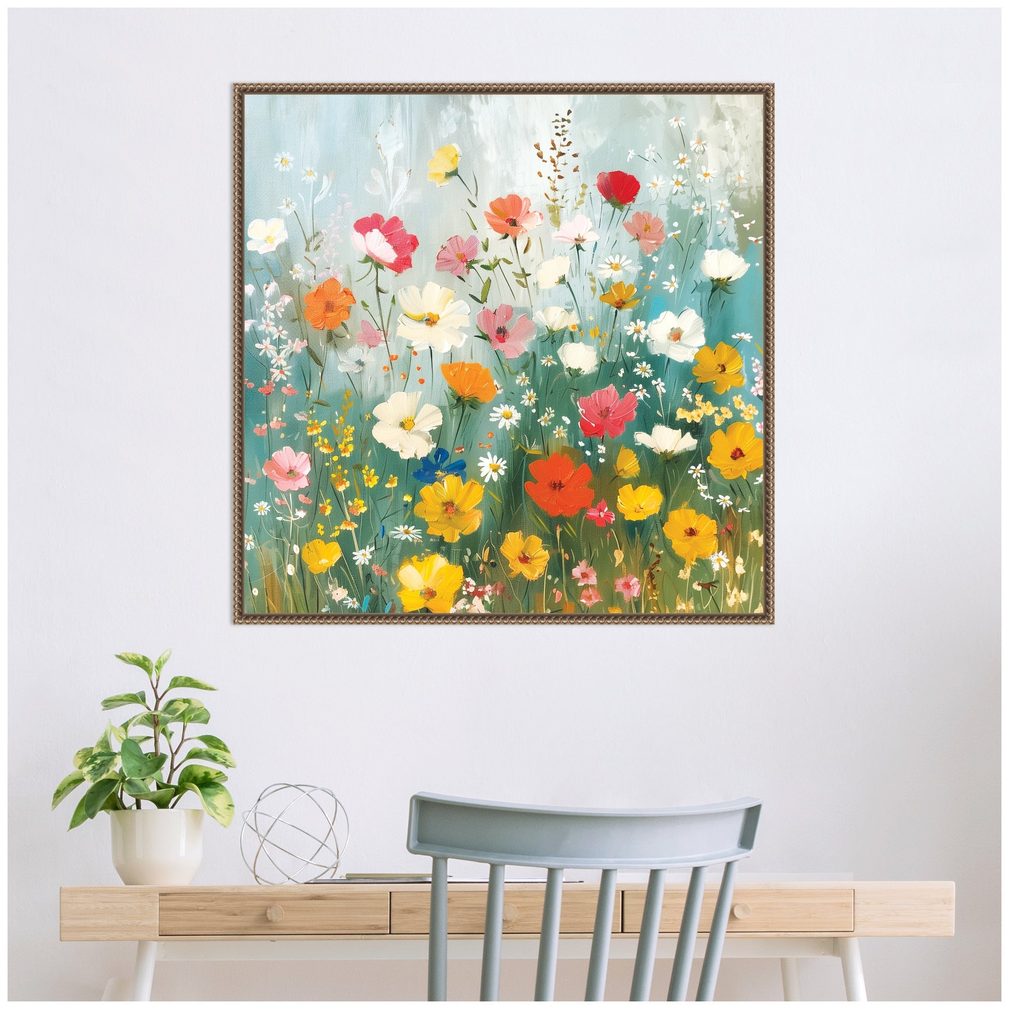 Sylvie Boho Wildflower Garden Framed Canvas by The Creative Bunch Studio