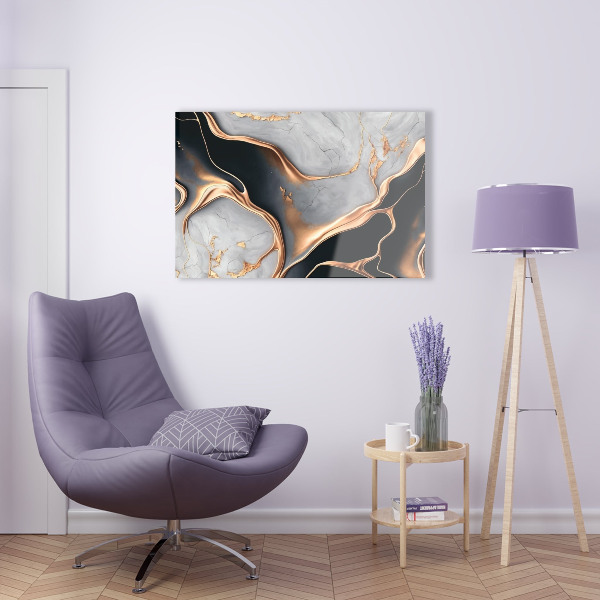 Modern art on wall, Gray marble painting