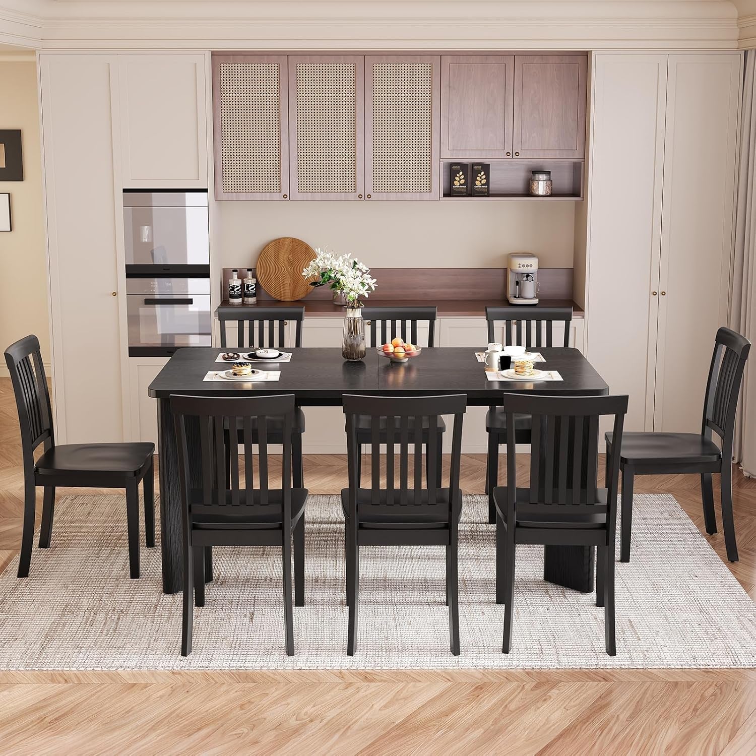 63 Inch Black Rectangular Dining Table Industrial Sturdy