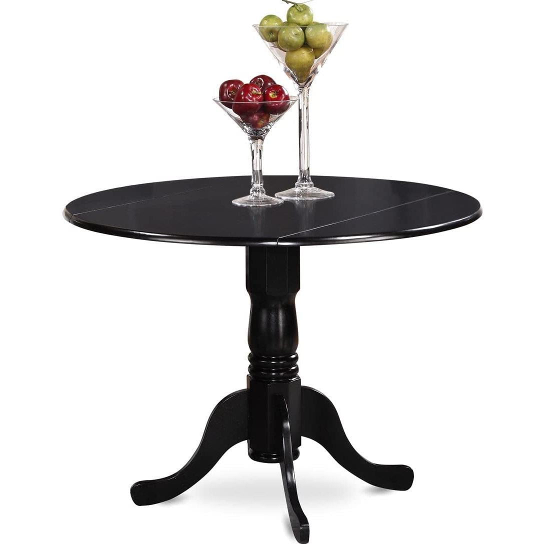 5-Piece Drop Leaf Dining Table Set Black Faux Leather