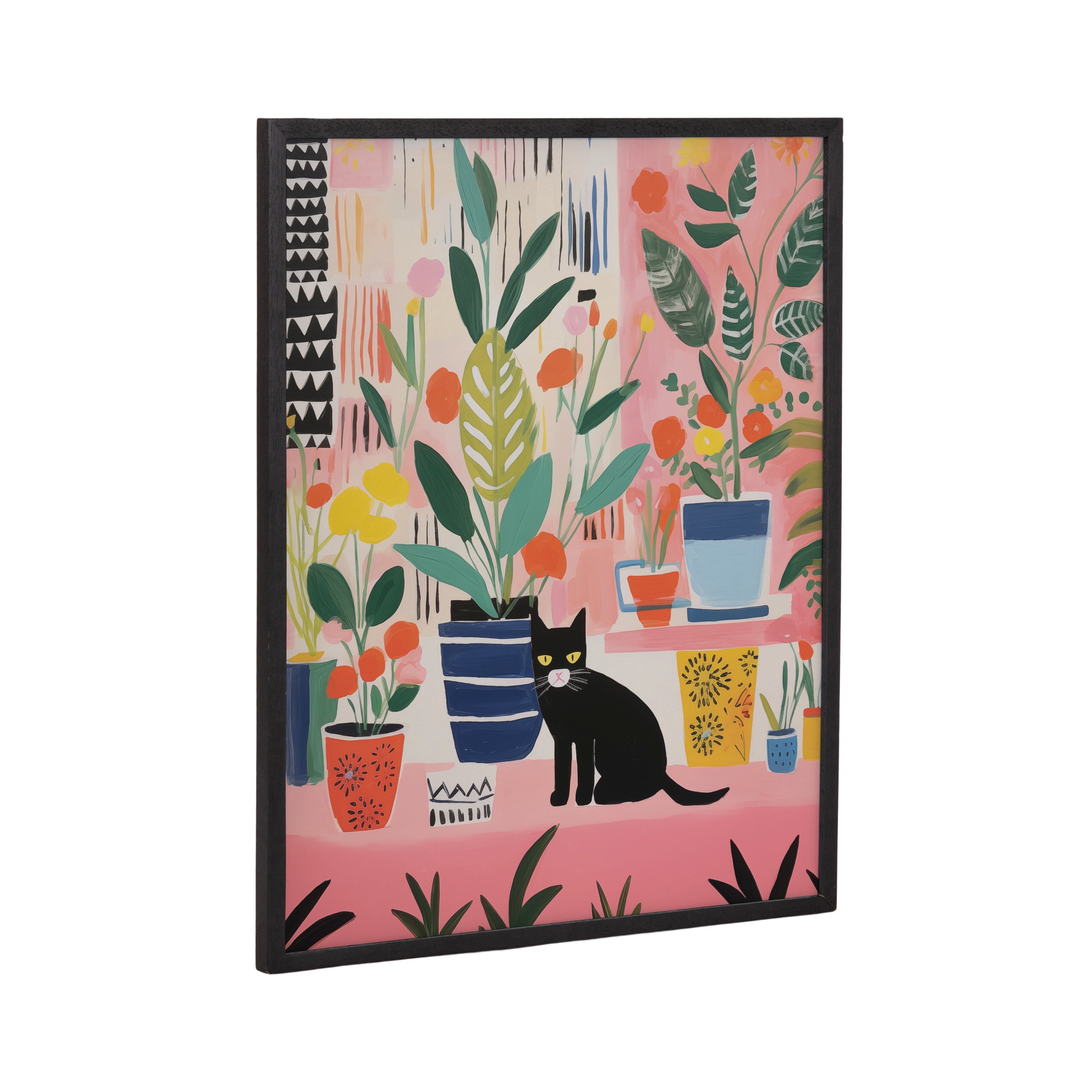 Gallery Whimsical Houseplants and a Black Kitty Cat Print by The Creative Bunch Studio