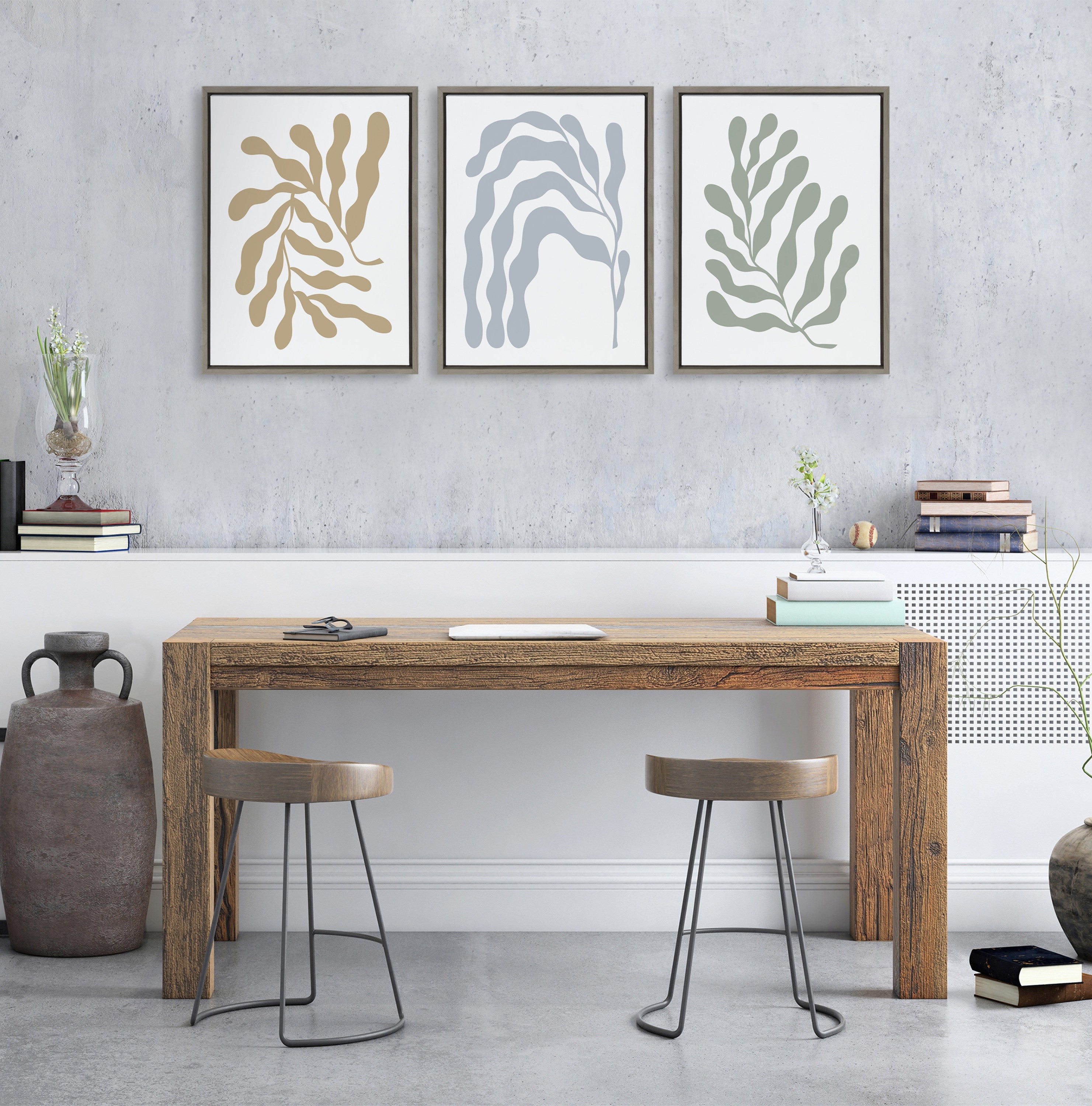 Sylvie Matisse Inspired Abstract Botanicals Framed Canvas by The Creative Bunch Studio