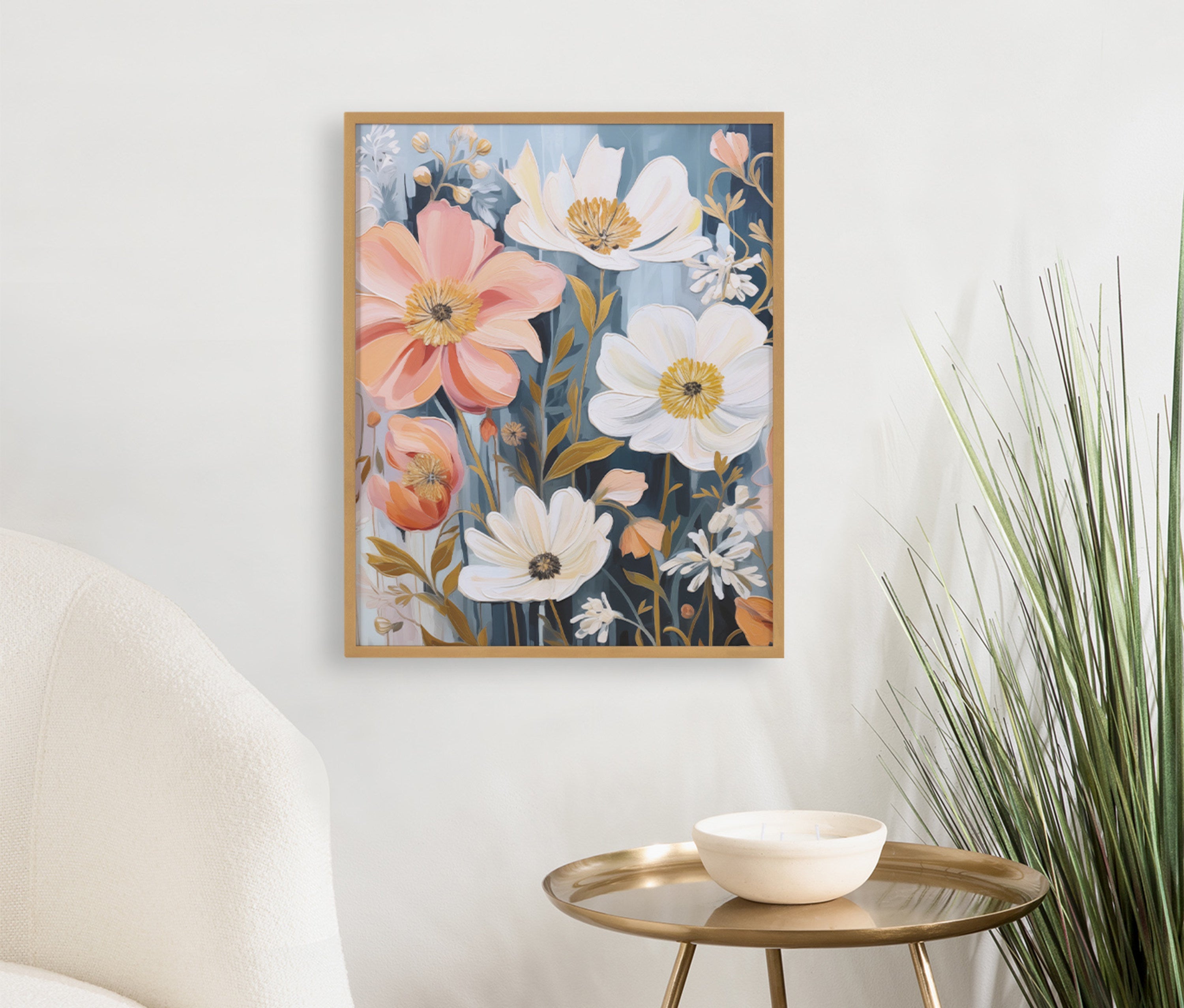Gallery Boho Flowers in Muted Neutrals Print by The Creative Bunch Studio
