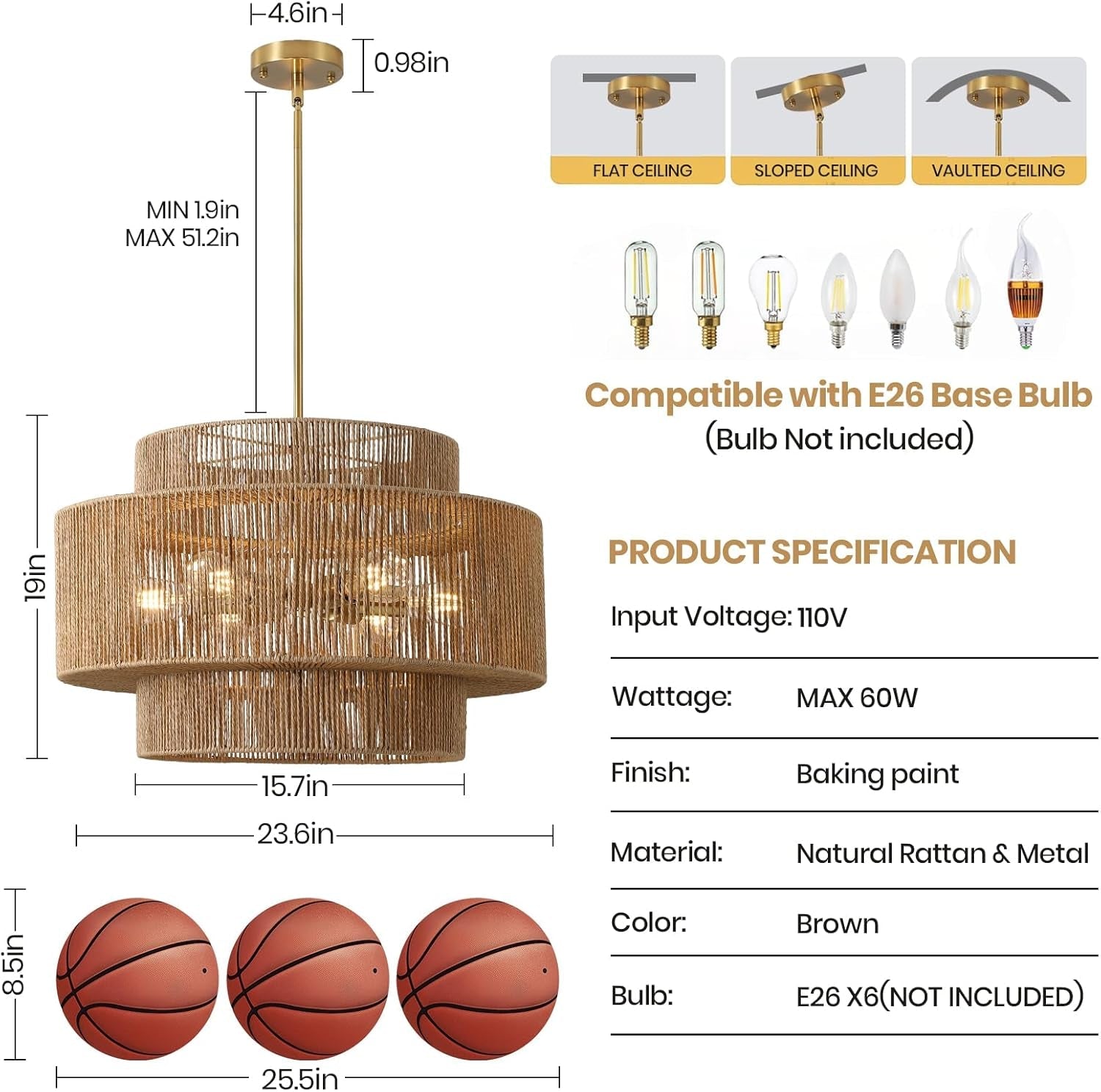 Twenty Four Inch Handwoven Chandelier Dining Room Fixture-1