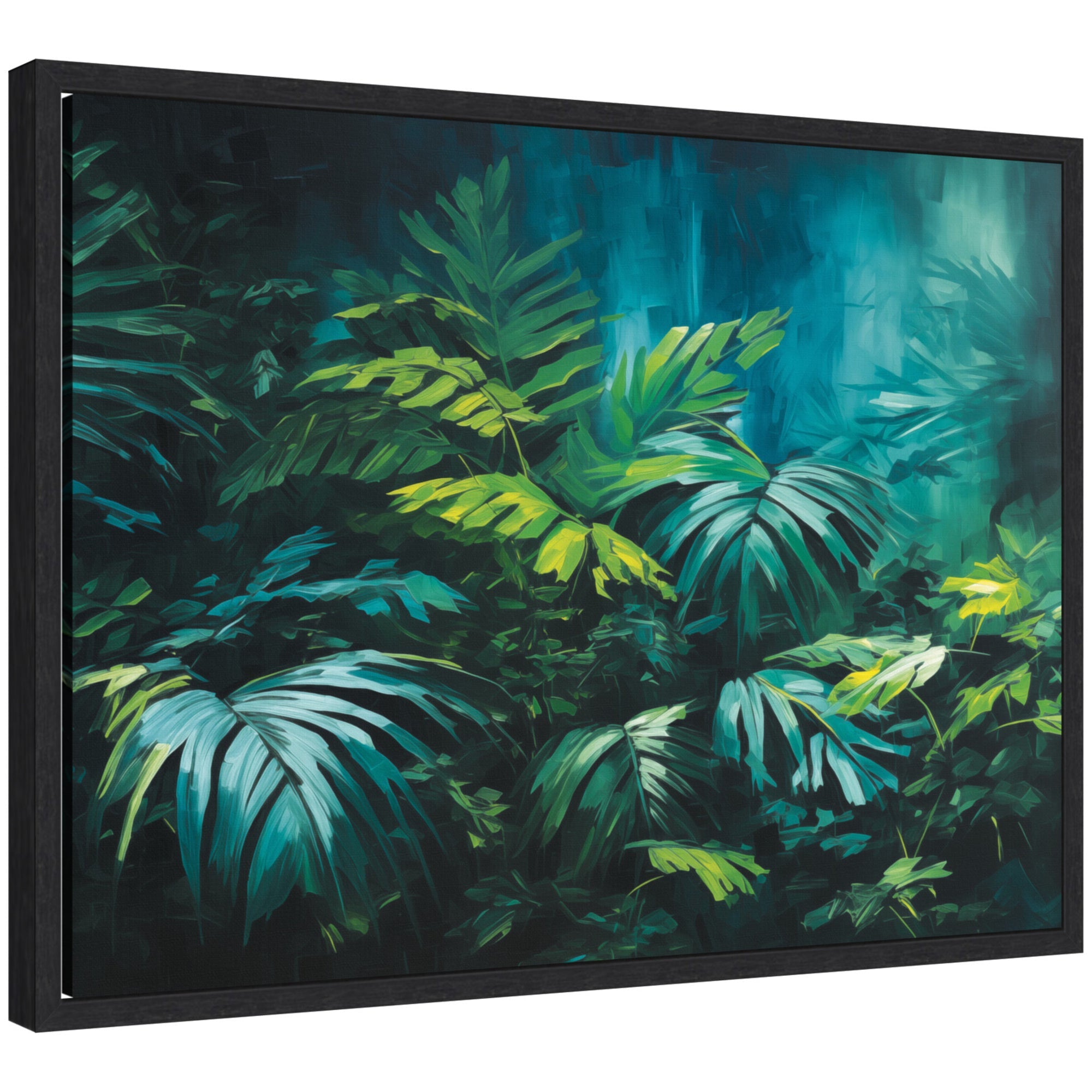 Sylvie Midnight Tropics Lush Landscape Framed Canvas by The Creative Bunch Studio