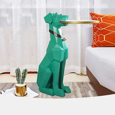 Resin Dog With Tray Statue Floor Standing Dog Tray Home Décor Sculpture