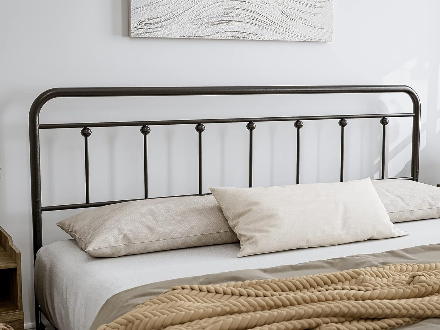 Adjustable Height Metal Headboard in Farmhouse Victorian Style