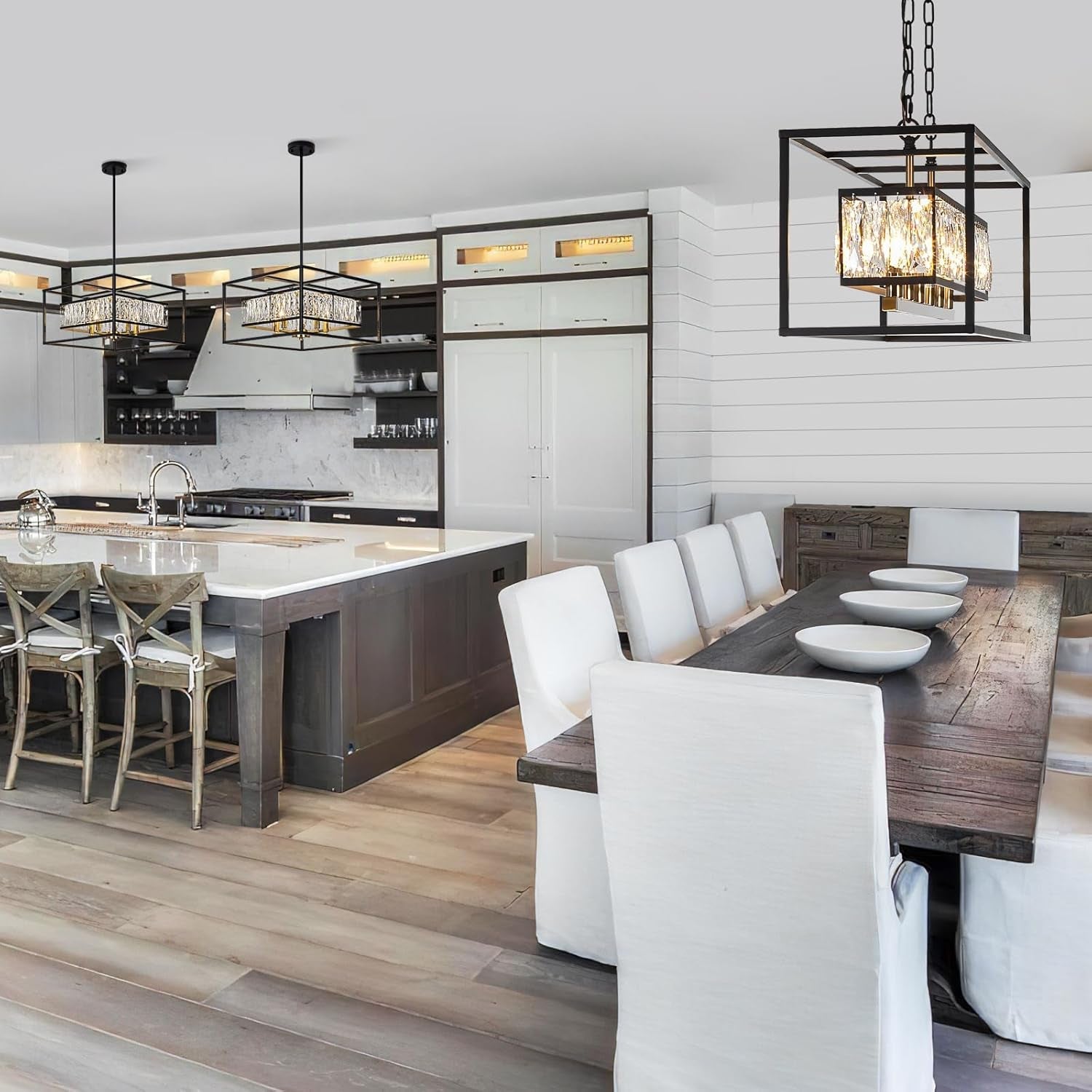 Black Crystal Chandelier Square For Foyer Entryway-1