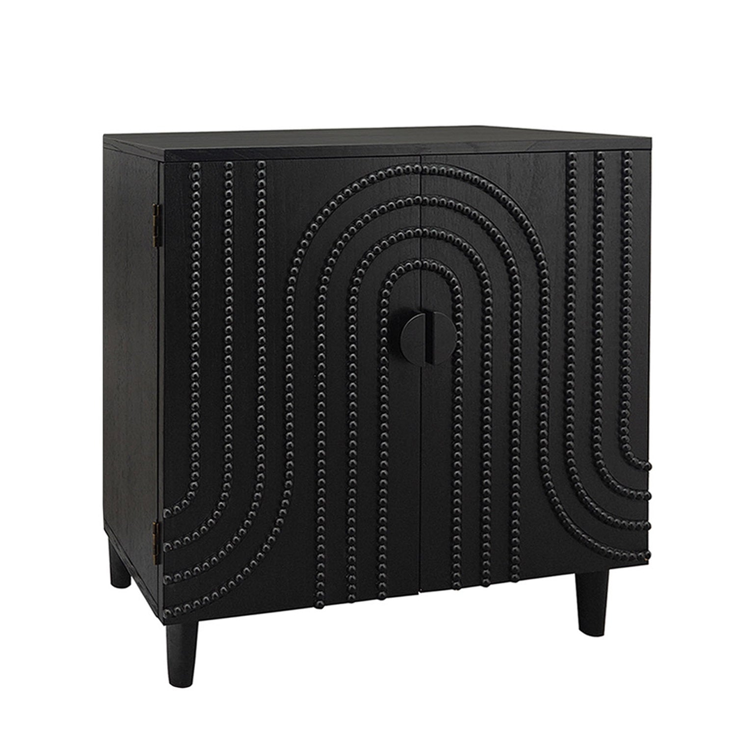 Modern Black Wood Storage Cabinet with Decorative Door