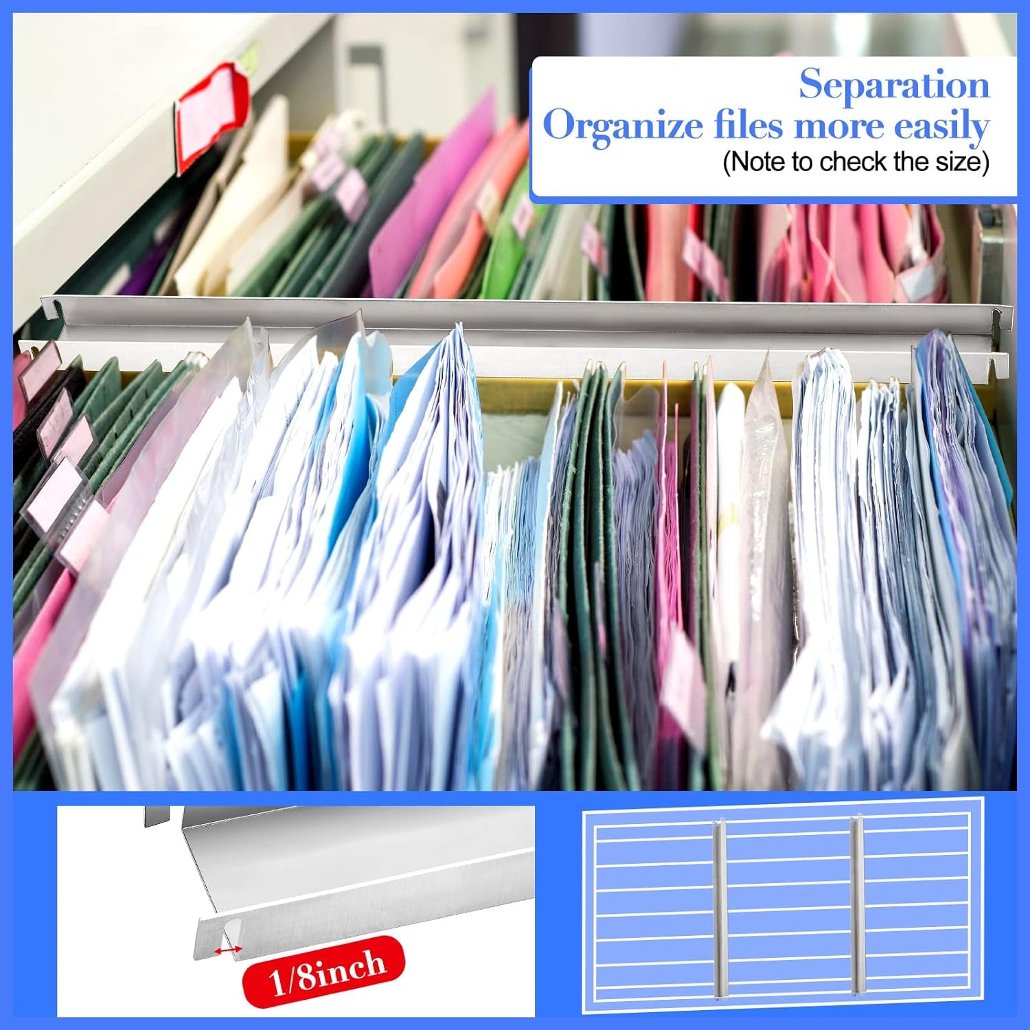 Stainless Steel Hanging File Rails 15.76 Inch Cabinets