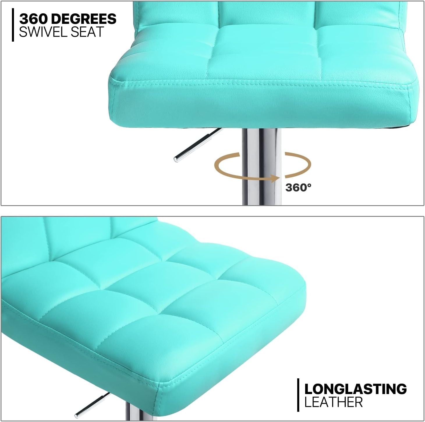 Adjustable Swivel Bar Stools Set of Two Cyan
