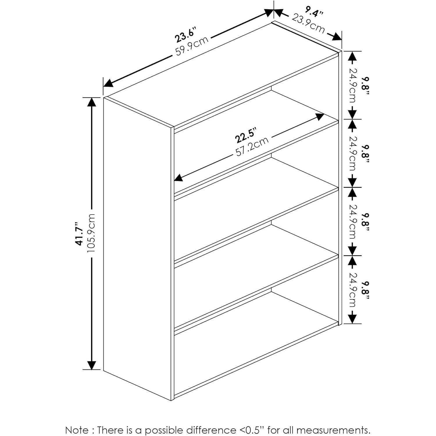 Espresso Four Tier Bookcase Bookshelf Storage Shelves