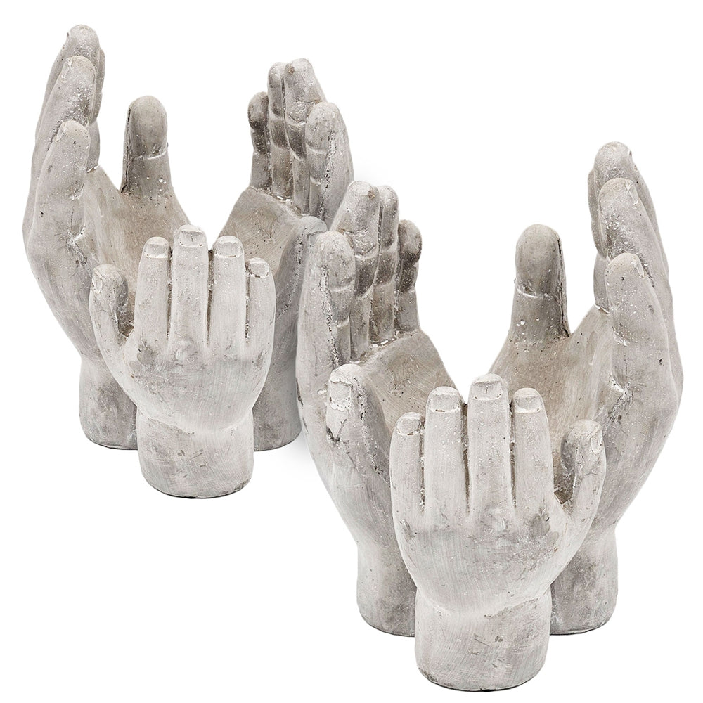 Set of 2 Accepting Hands Accent Cement Hand Decor