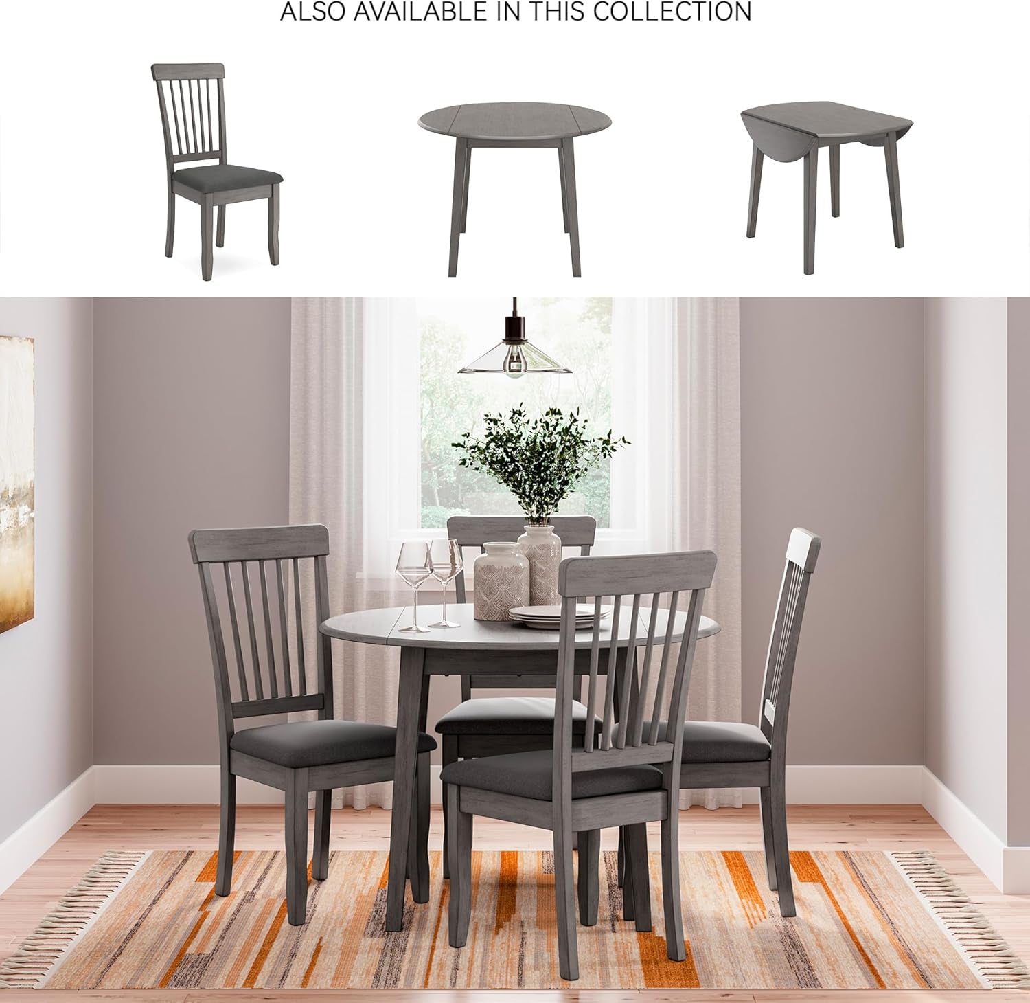 Gray Drop Leaf Dining Table Seats Four With Two Leaves