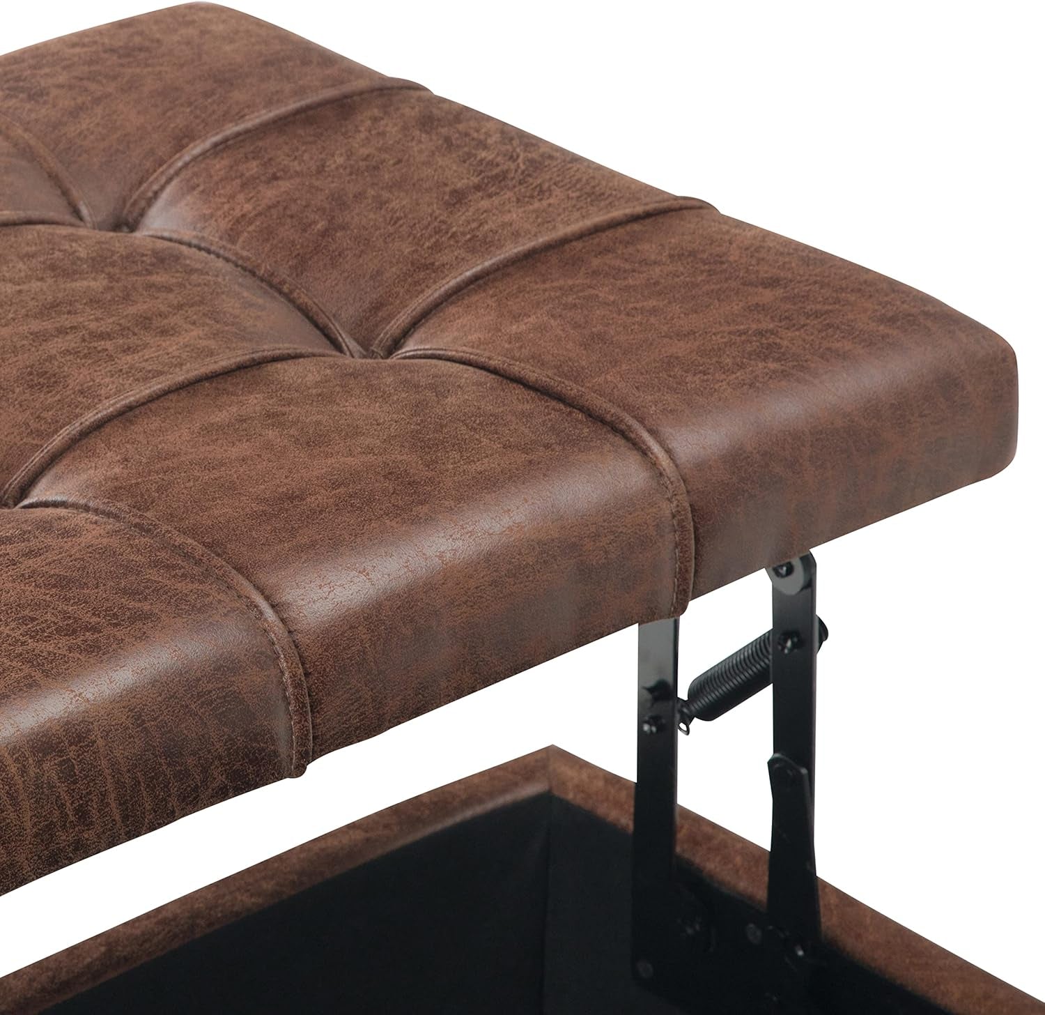 Distressed Umber 36 Inch Storage Ottoman Vegan Faux Leather