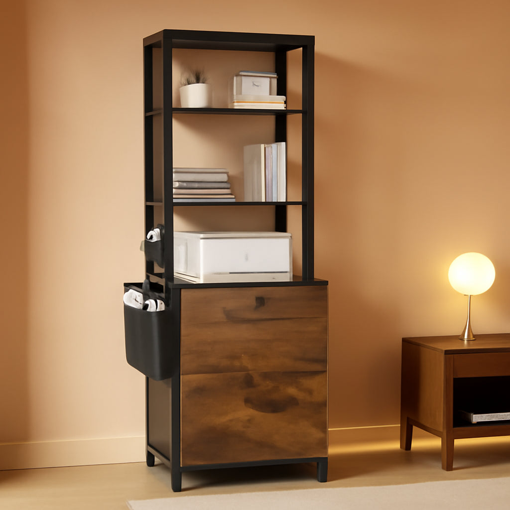 2 Drawer File Cabinet With Lock Rustic Brown For Letter Legal A4 Hanging File Folders Adjustable Shelf