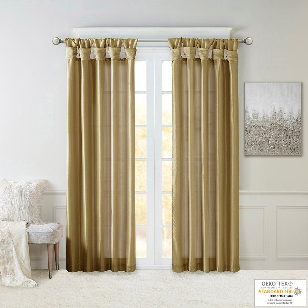 Twist Tab Lined Window Curtain Panel Bronze 50x84