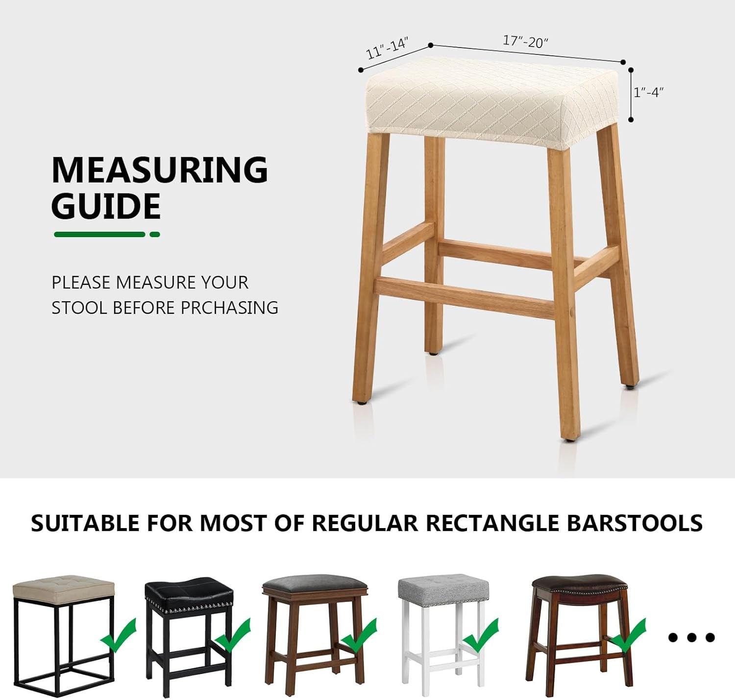 Rectangle Stool Covers 2 Pack Waterproof Stretch Bar Stools