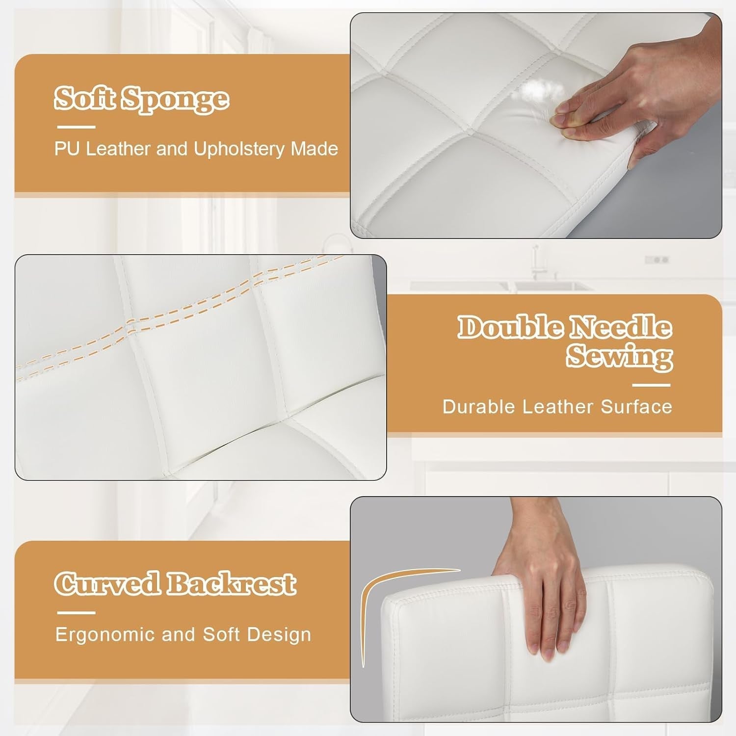 White Bar Stools Set Of 2 Armless Adjustable Swivel