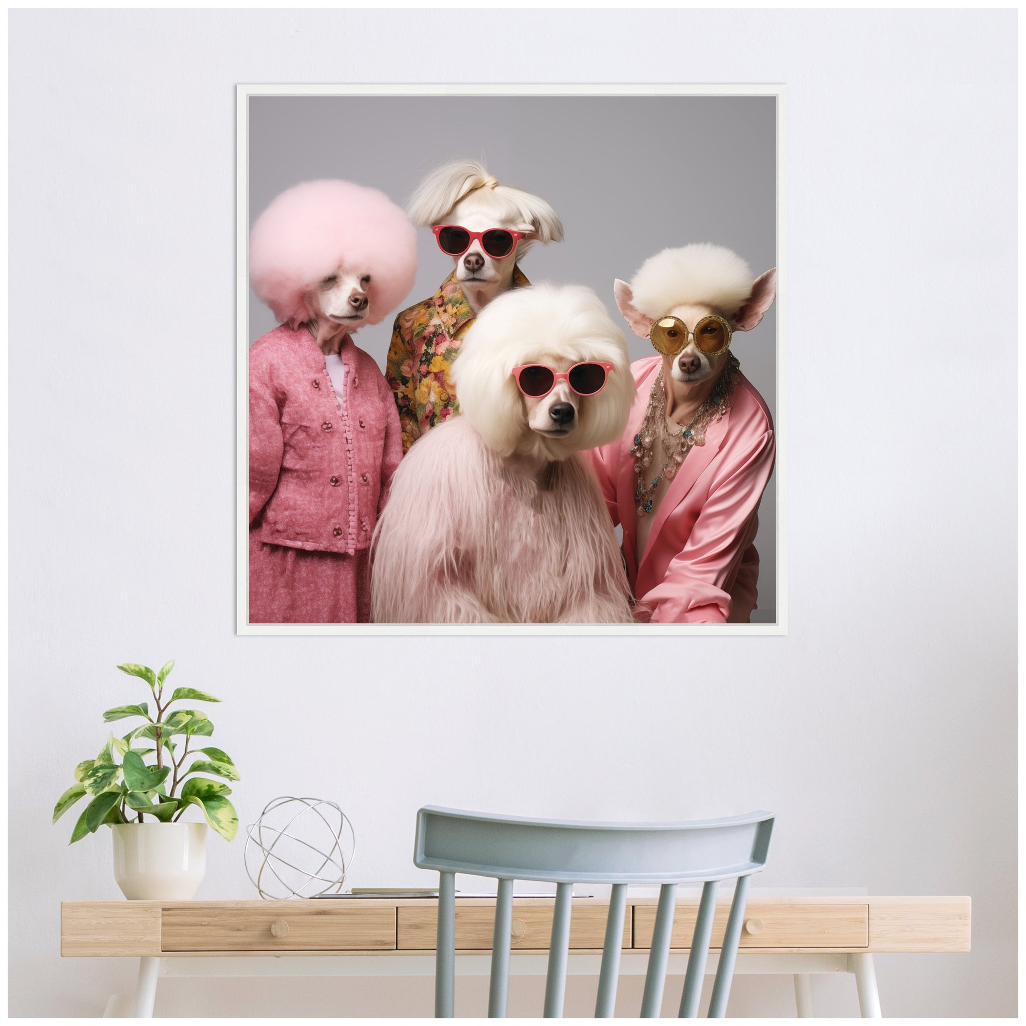 Sylvie Golden Lady Dogs Framed Canvas by The Creative Bunch Studio