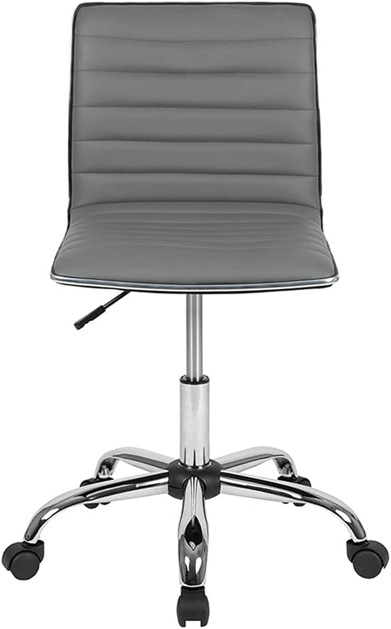 Alan Low Back Light Gray Ribbed Swivel Office Chair