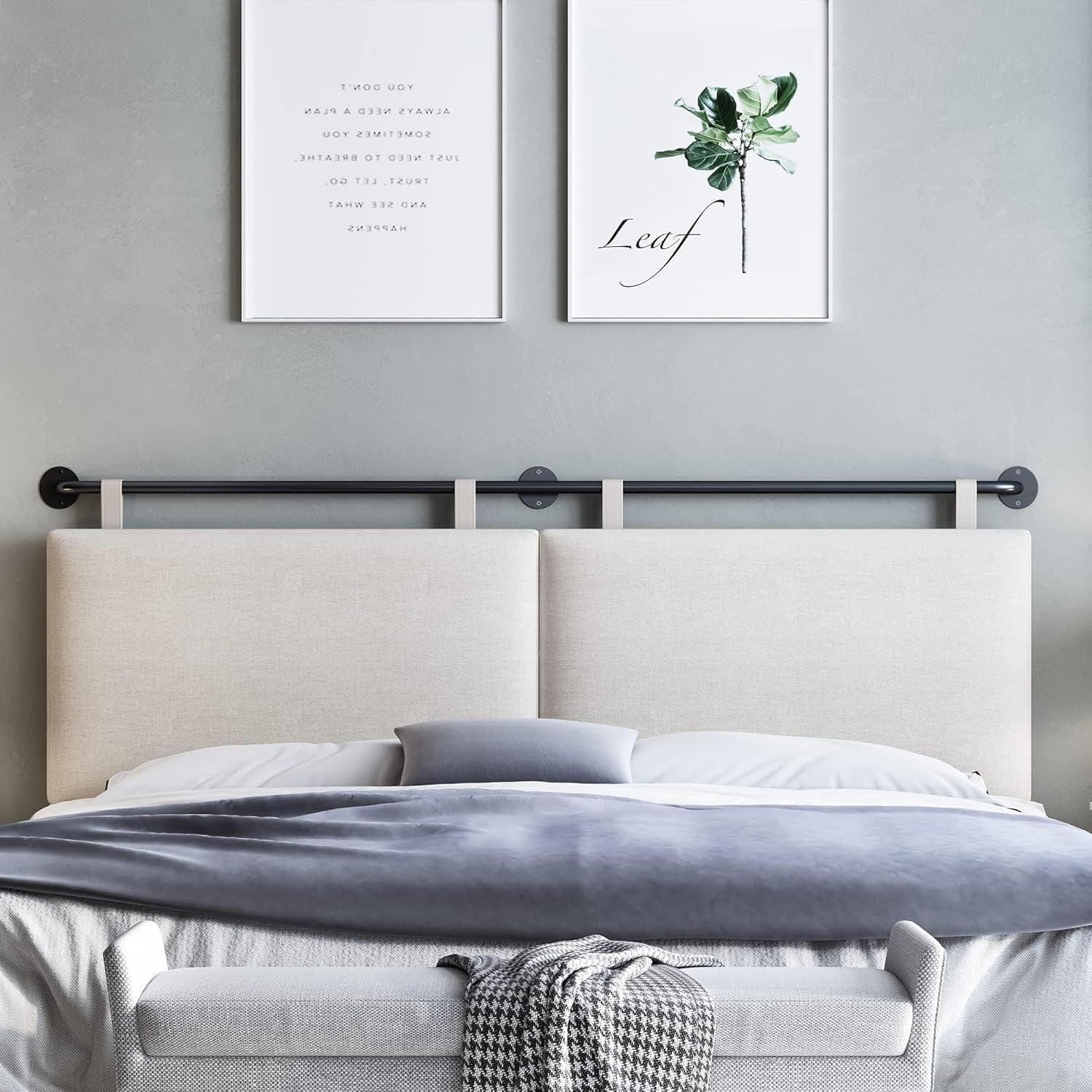 Adjustable Wall Mounted Queen Size Headboard with Tufting