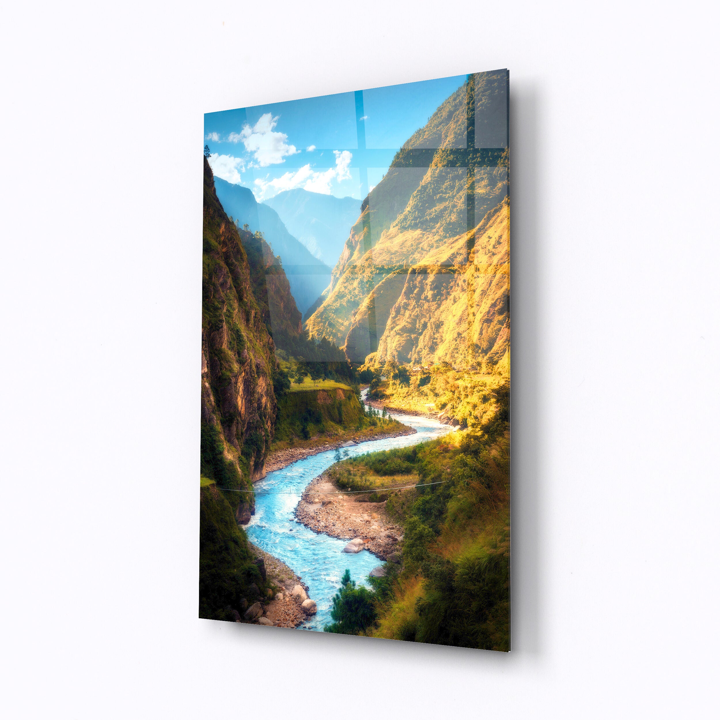 Tempered glass wall art Mountain river-0