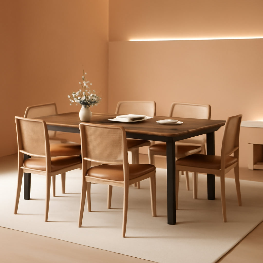 Industrial Wood Dining Table 78.7 Inches Long Brown Finish