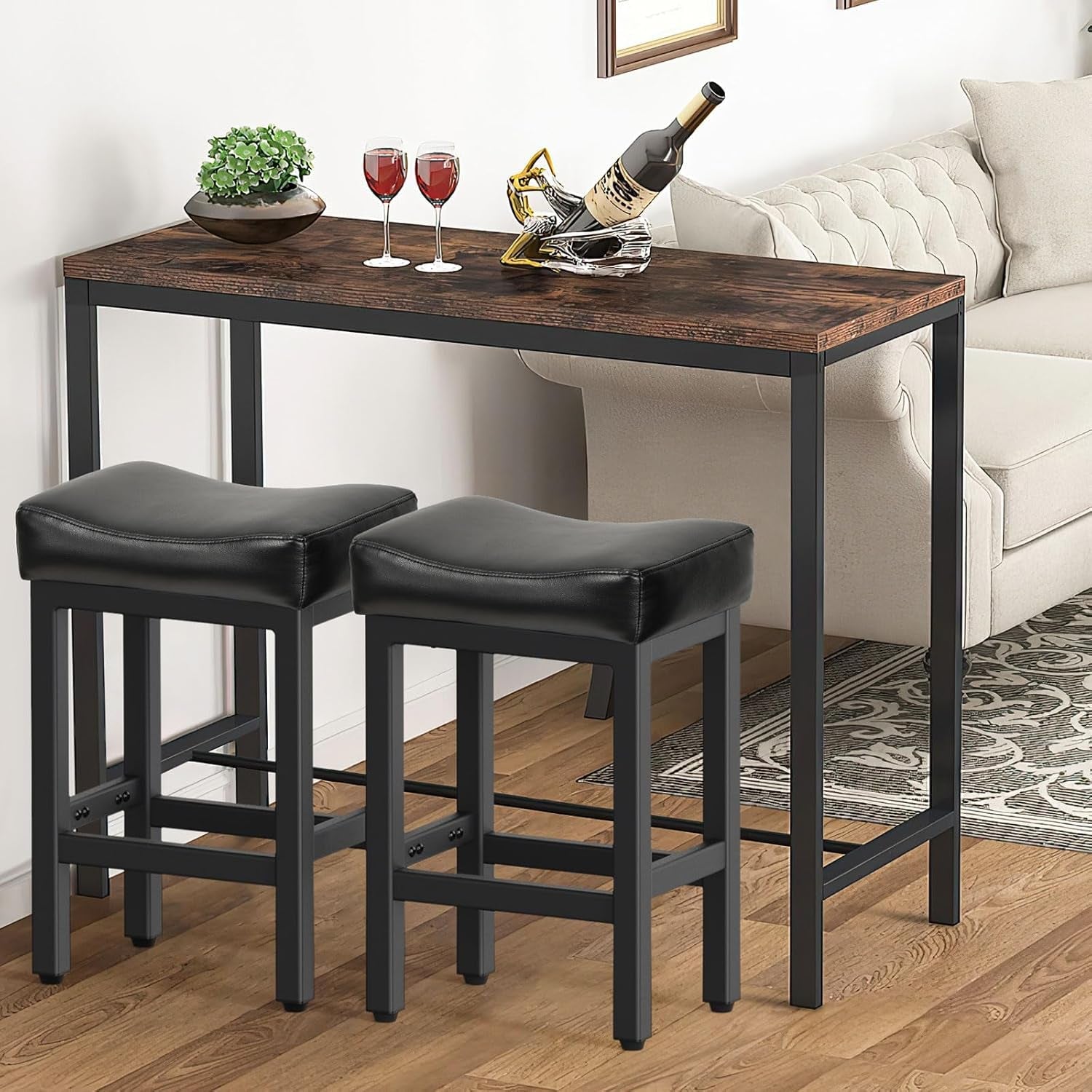 24 Inch Counter Height Bar Stools Set Of 2 Bonded Leather